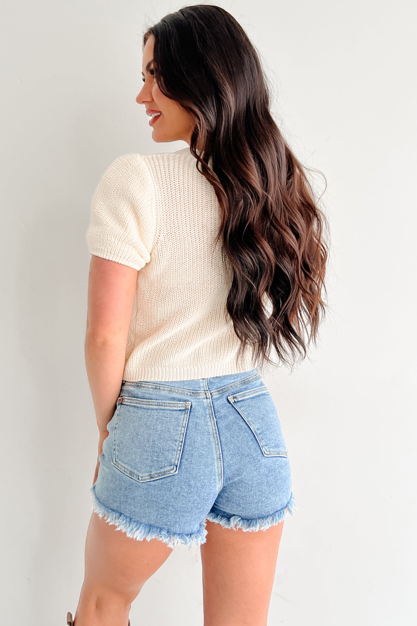 Comfort Meets Couture Puff Sleeve Sweater Top (Cream)