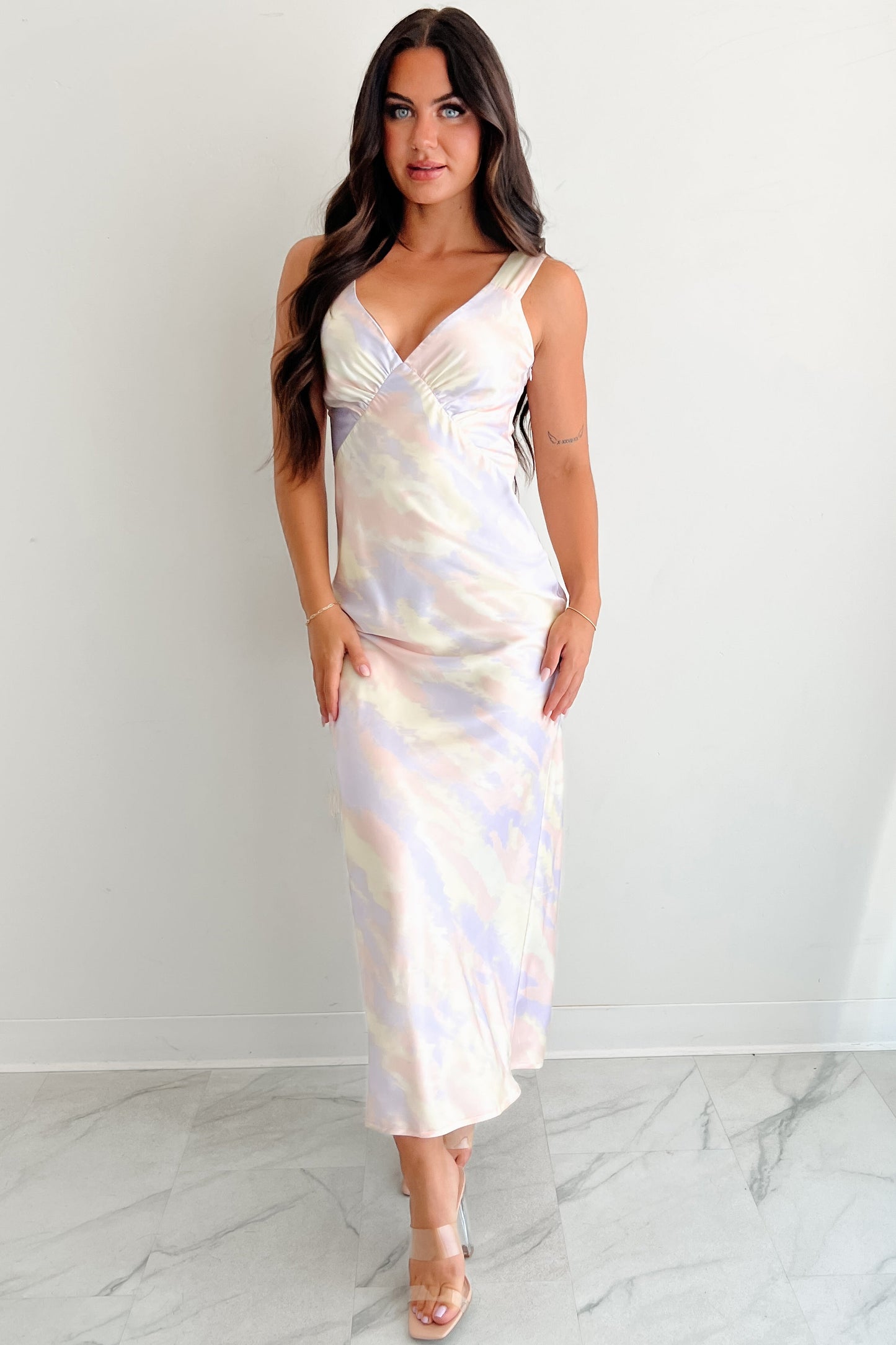 Cool & Cute Satin Sleeveless Maxi Dress (Multi)
