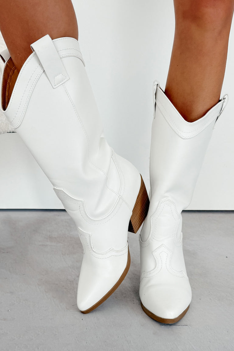 A League Of My Own Western Cowboy Boots (White)