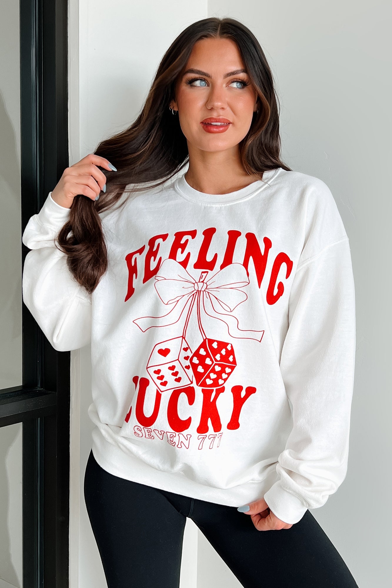 Lucky Sevens Oversized Graphic Sweatshirt (Cream)
