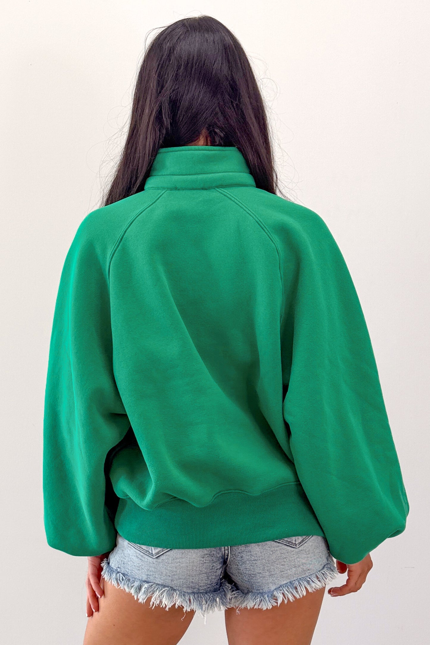 Turning The Page Snap-Button Pullover Sweatshirt (Green)