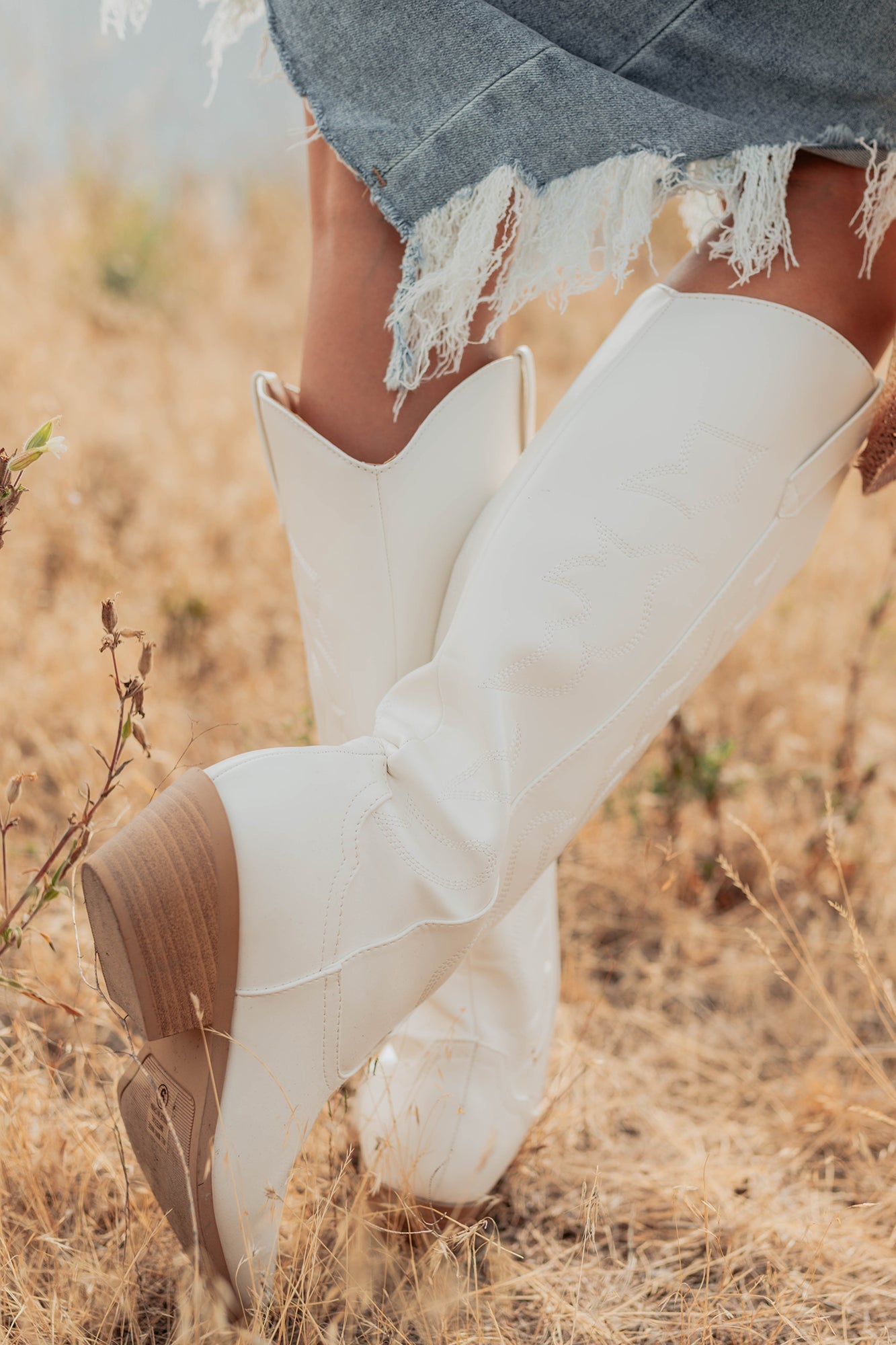 A Wild Ride Faux Leather Western Boots (White)