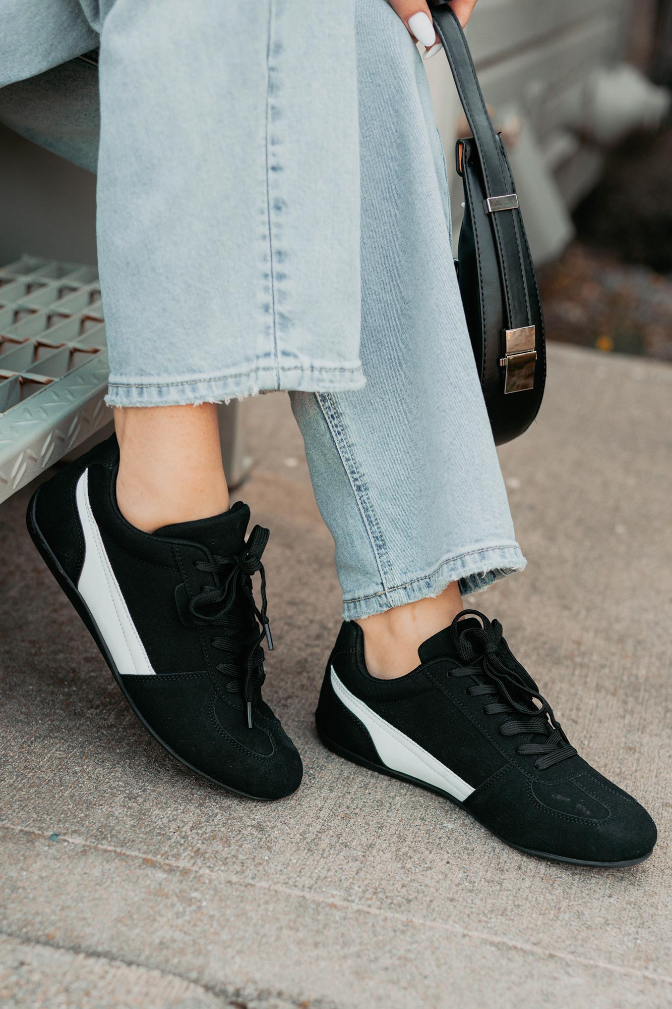 Endurance Edge Lace-Up Faux Suede Sneakers (Black)