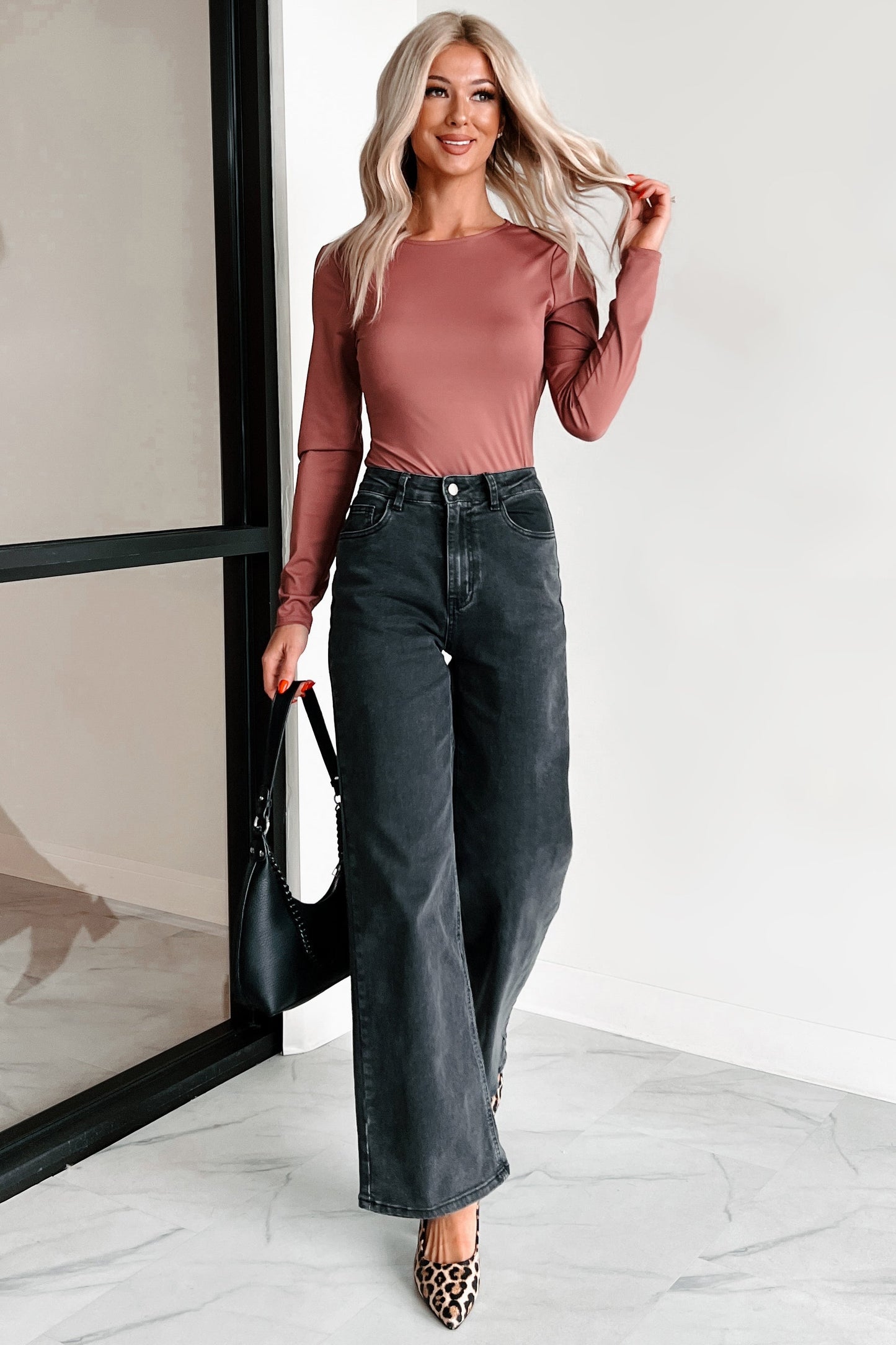 Diana Open Back Bodysuit (Red Mauve)