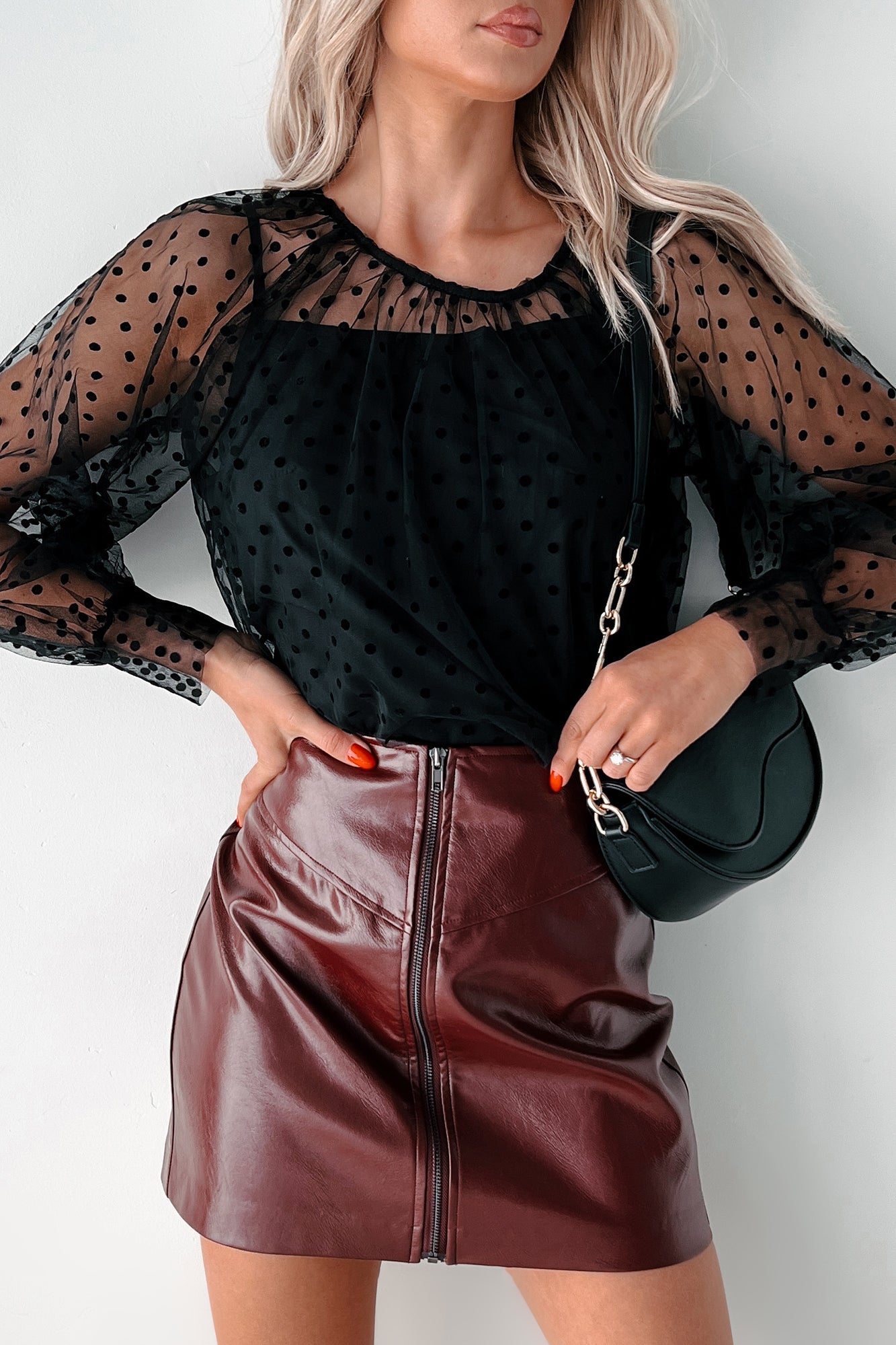 Dotted Perfection Polka Dot Mesh Top (Black)
