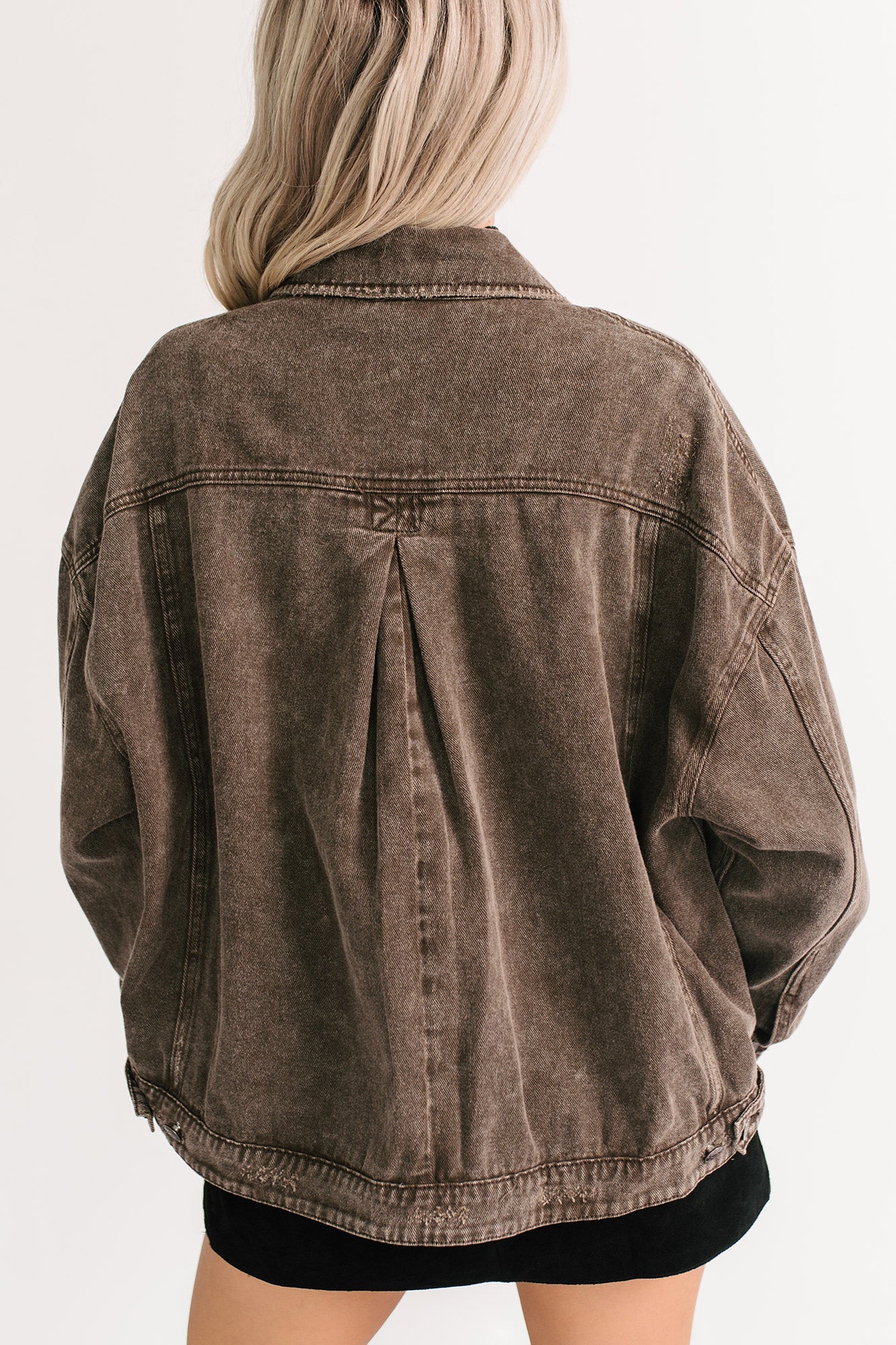 Backroad Wishes Washed Denim Jacket (Black Coffee)
