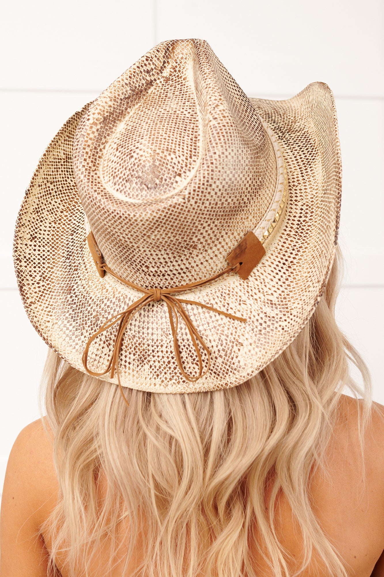 Western Whisper Faux Snakeskin Cowboy Hat (Brown)