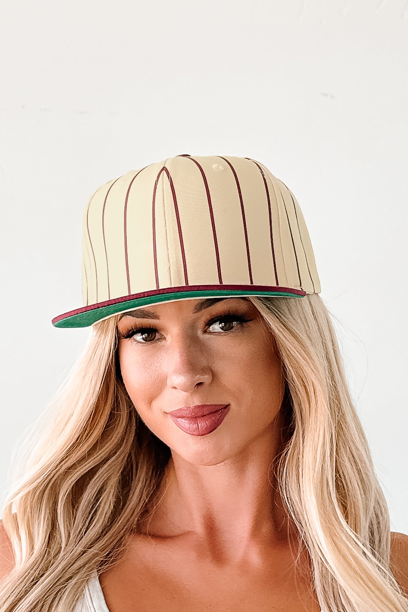 Out Of The Park Striped Baseball Cap (Burgundy)