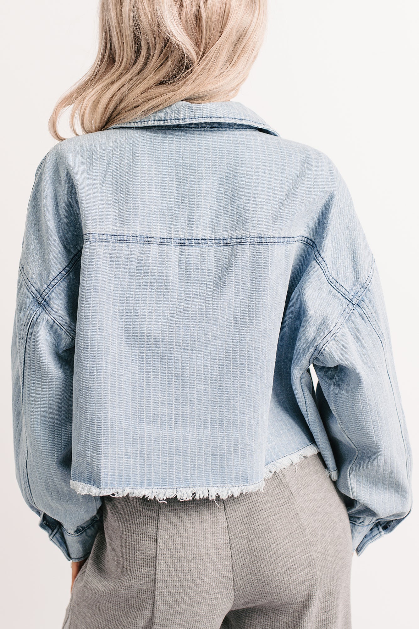 Growing Friendships Lightweight Denim Crop Jacket (Denim)