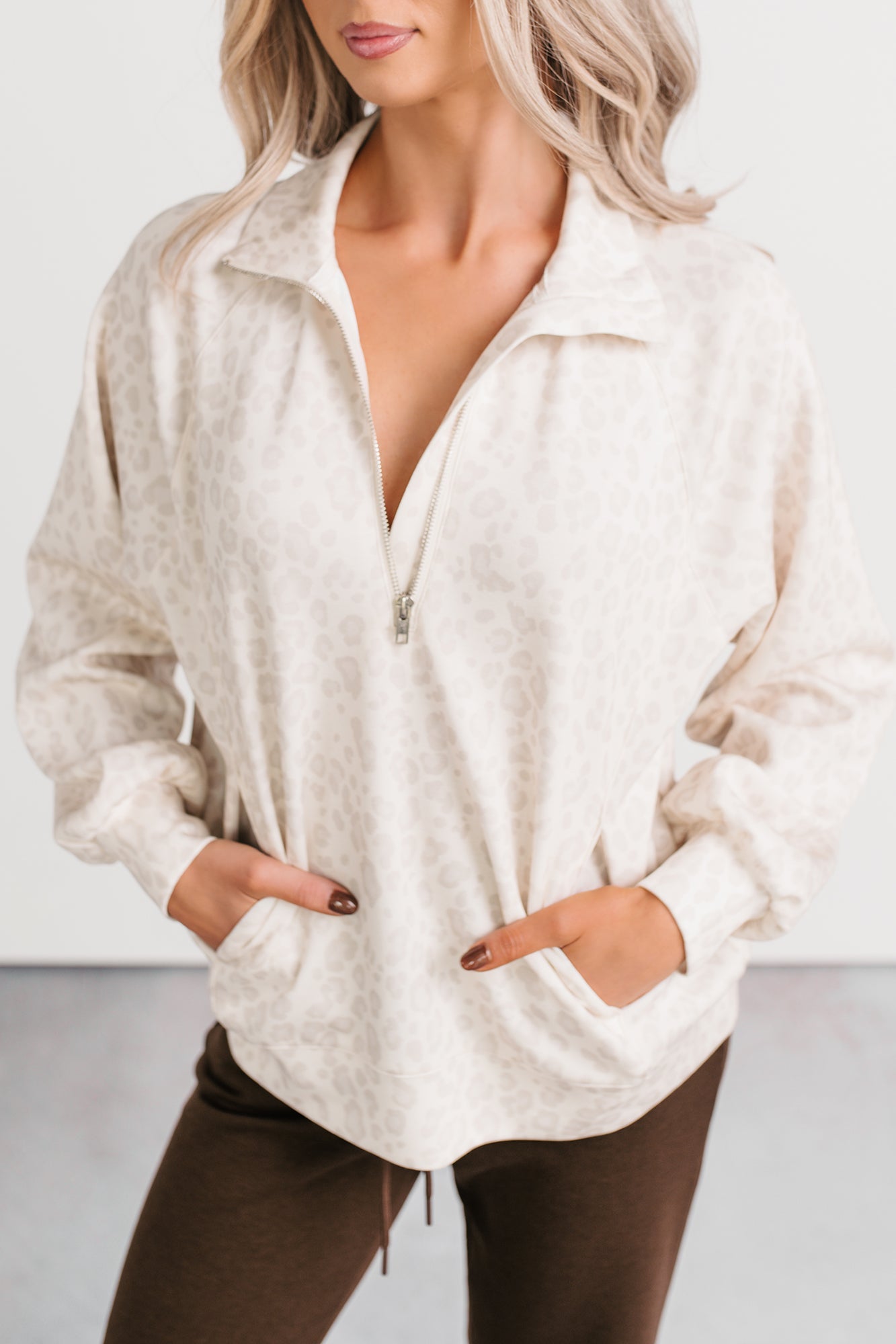 Simply Yours Soft Half-Zip Pullover (Leopard)