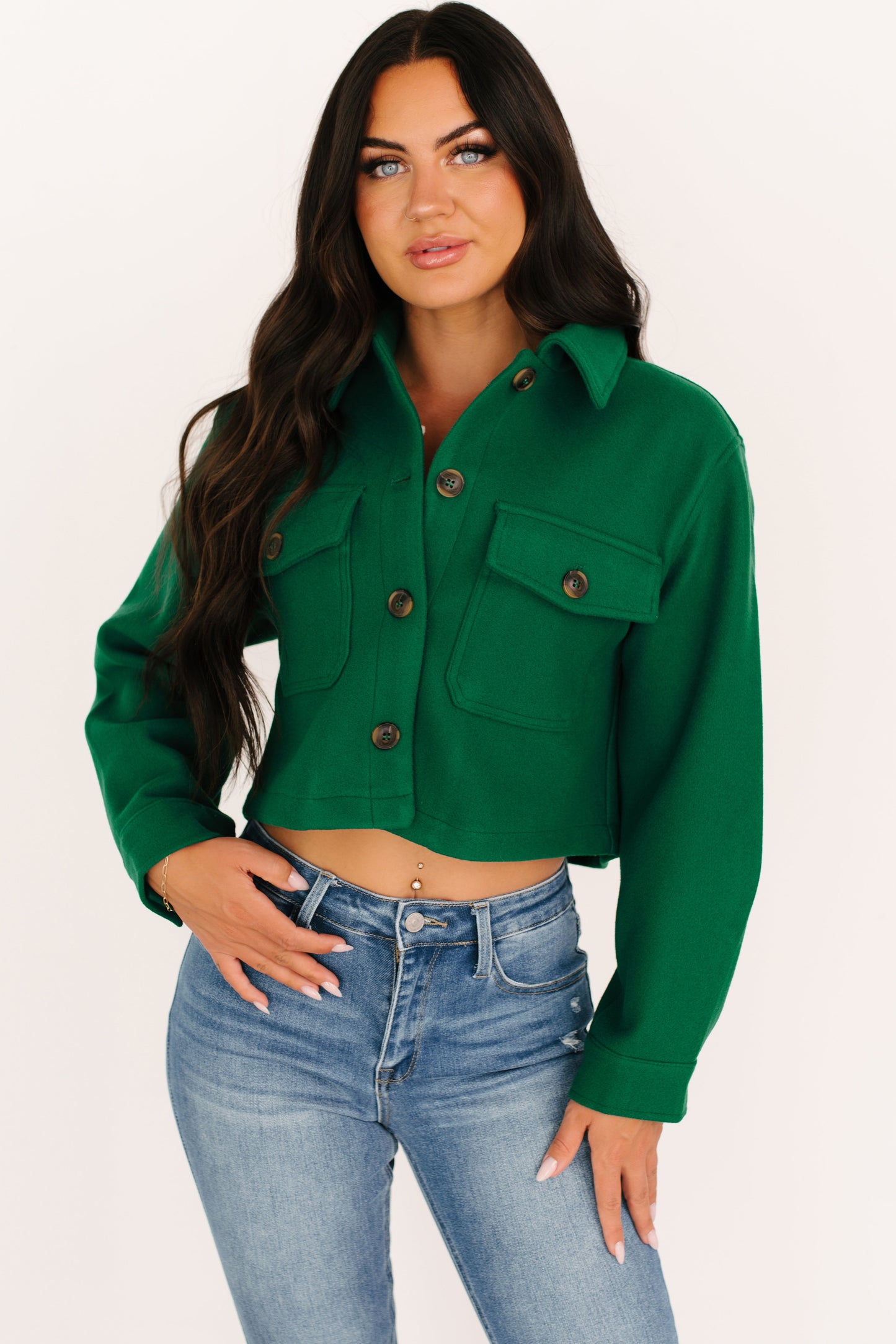 Soft But Savage Fleece Crop Jacket (Green)