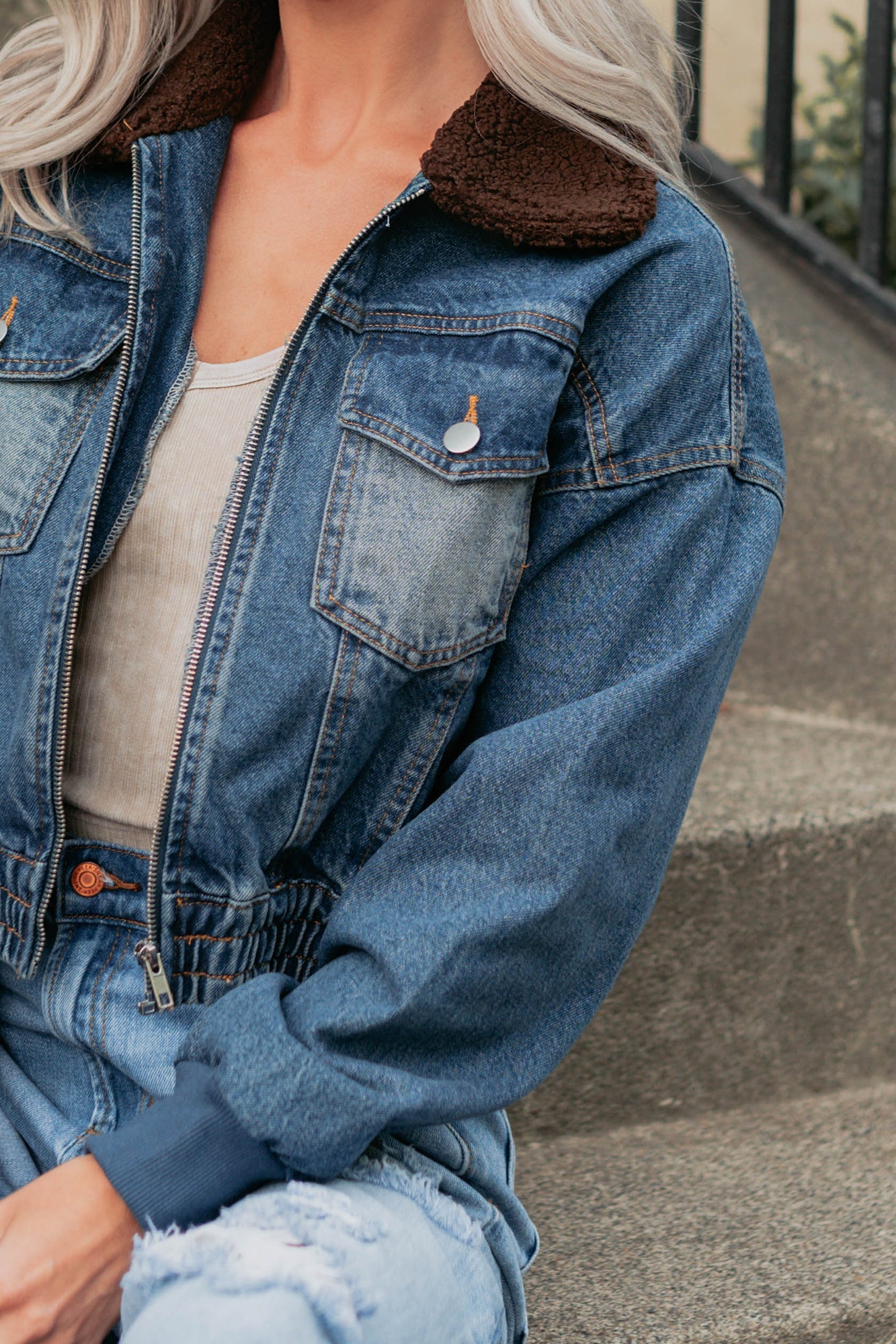 Breaking The Quiet Sherpa Collared Jacket (Denim)