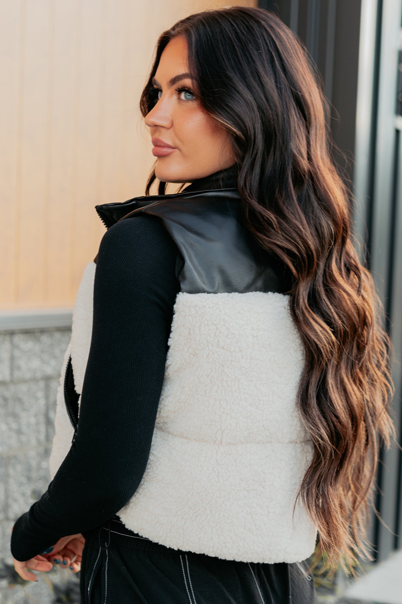 Candle Lit Nights Sherpa Puffer Vest (Cream)