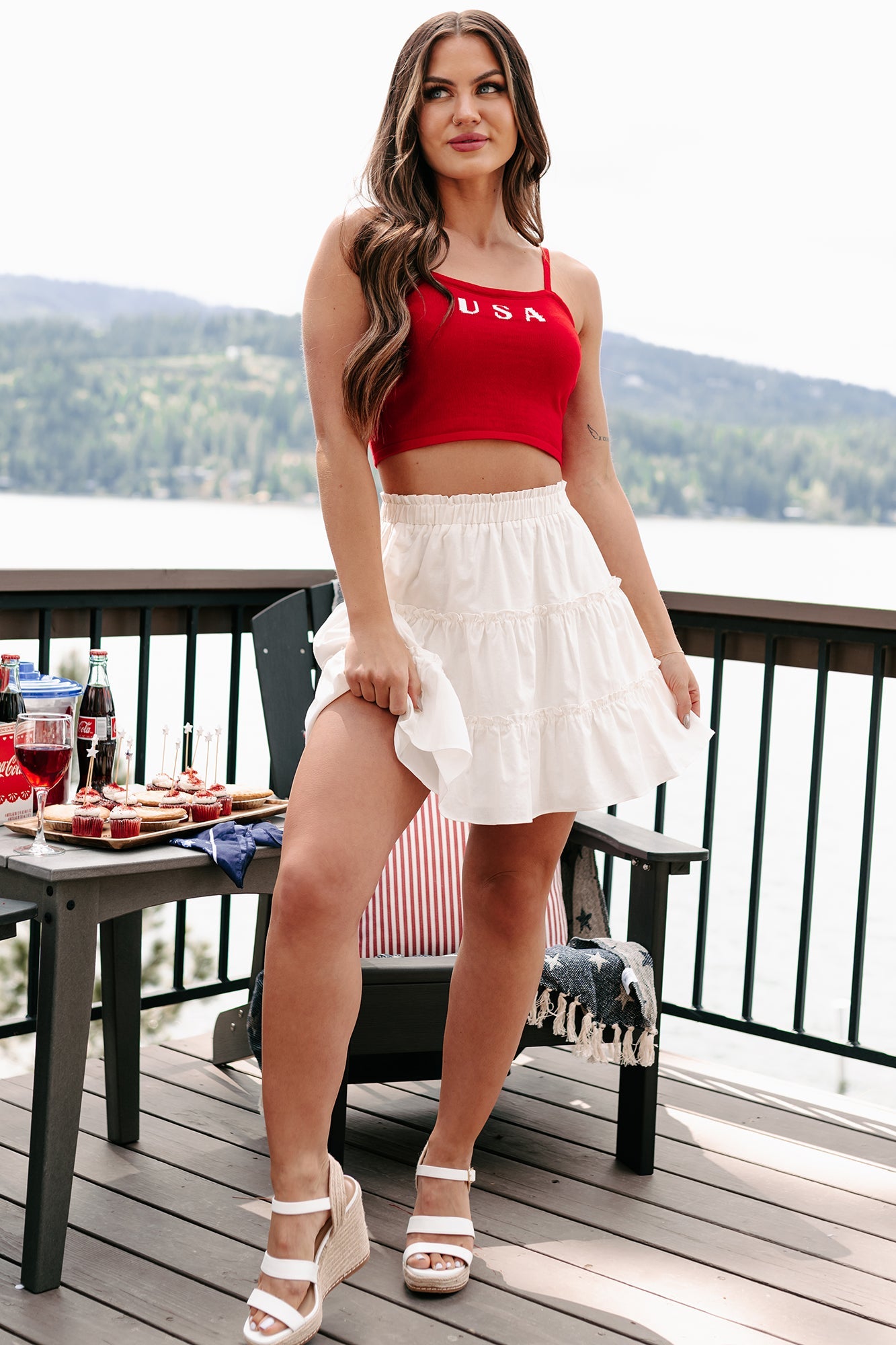 All Aflutter Tiered Ruffle Mini Skirt (Off White)