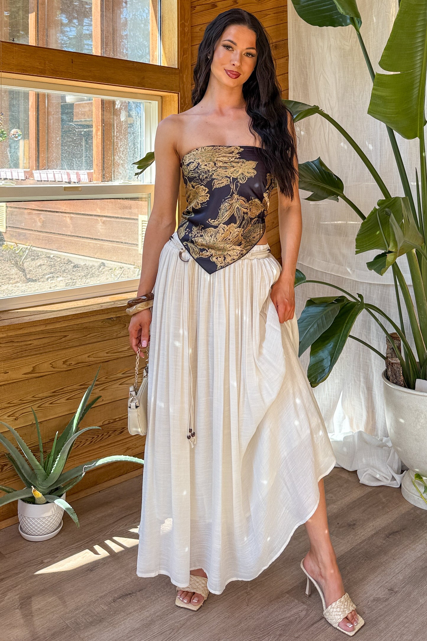 Desert Muse Mello Rope Belt Maxi Skirt (Off White)