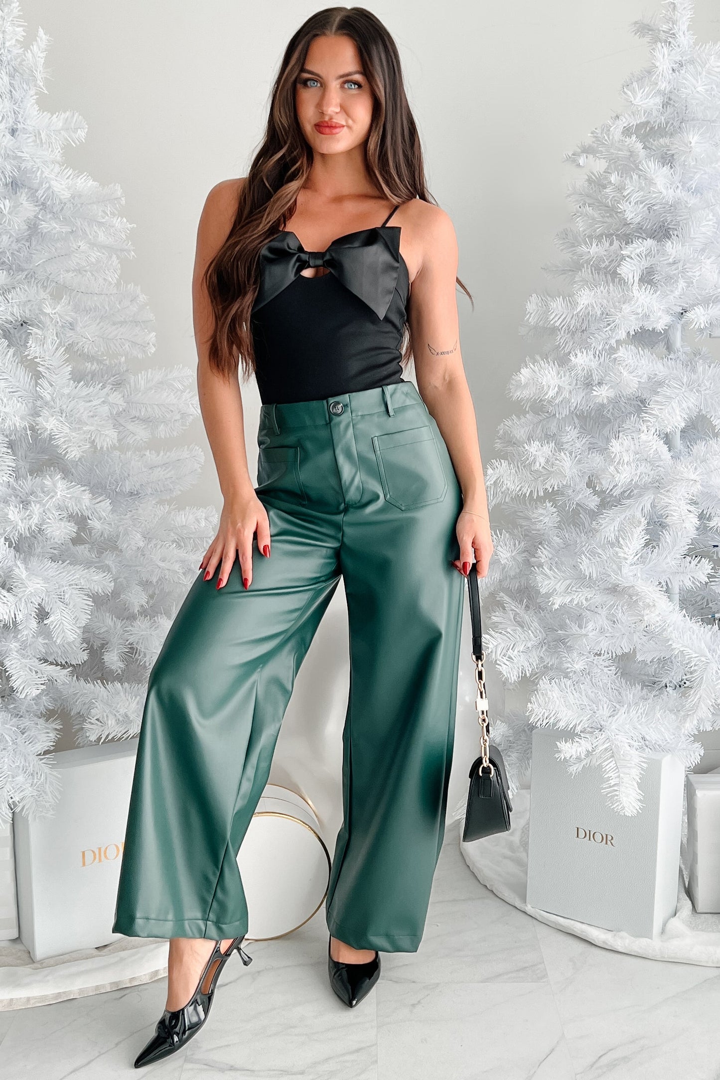 The World Awaits Bow Detail Bodysuit (Black)