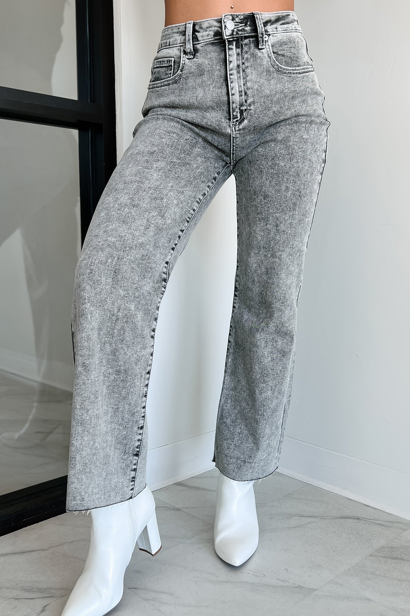 Tannis High Rise Wide Leg Sneak Peek Jeans (Light Acid)