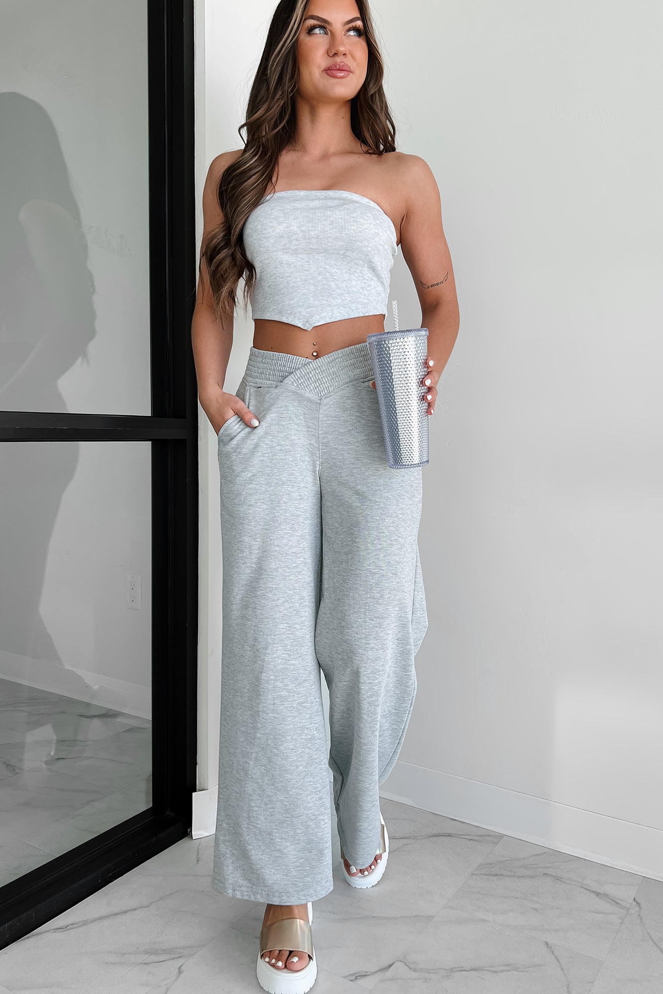 I Won't Compromise Ribbed Bandana Tube Top (Light Grey)