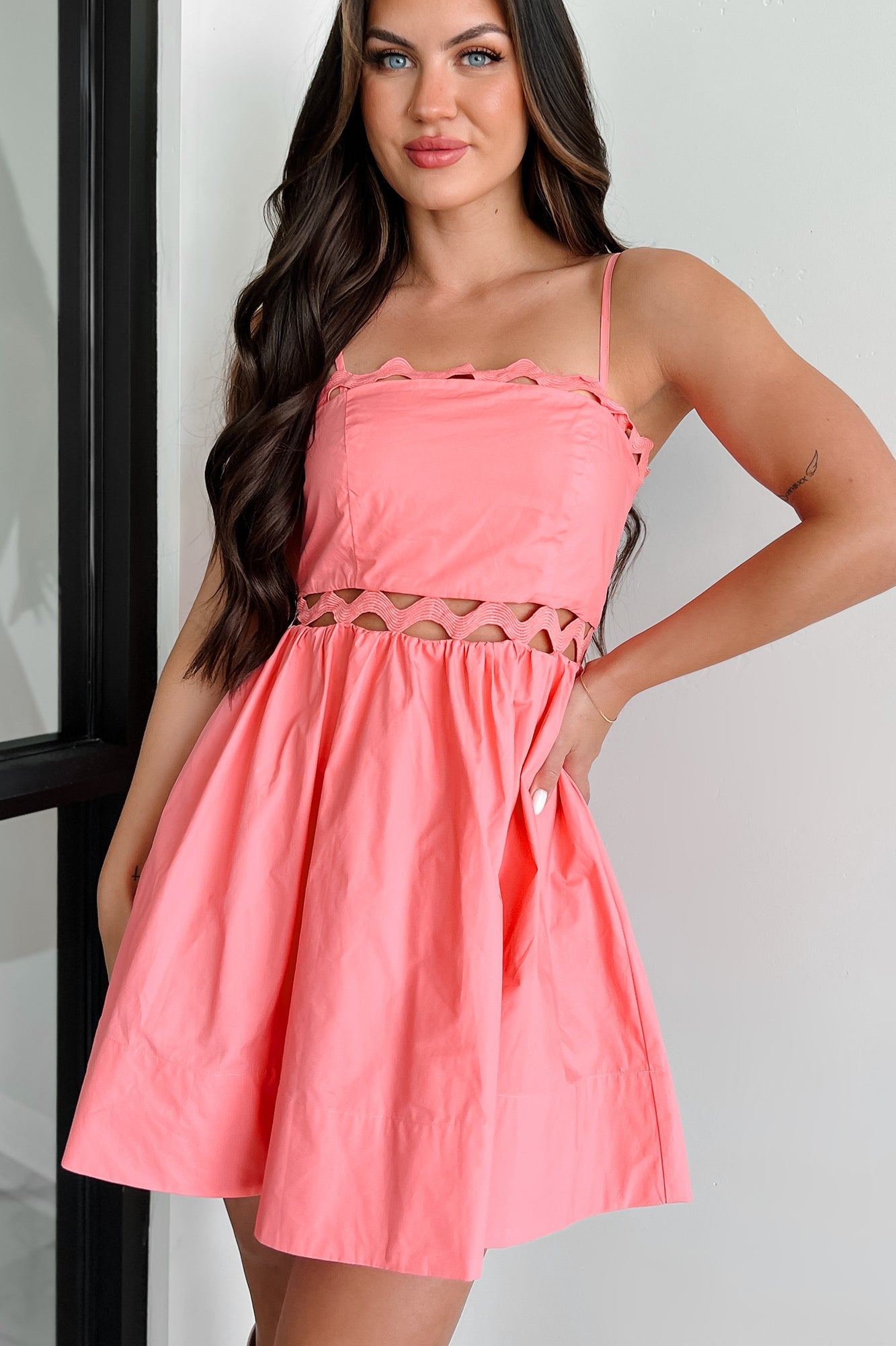 In My Memories Cut-Out Mini Dress (Pink)