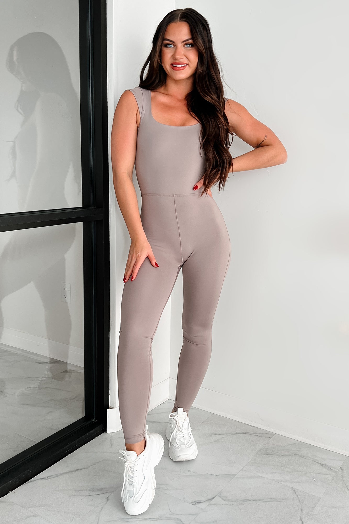 Ahead Of The Curve Criss-Cross Back Catsuit (Ash)