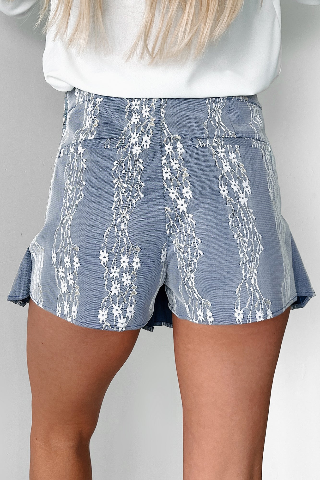 Flirty Concepts Pleated Lace Mini Skort (Blue Denim)
