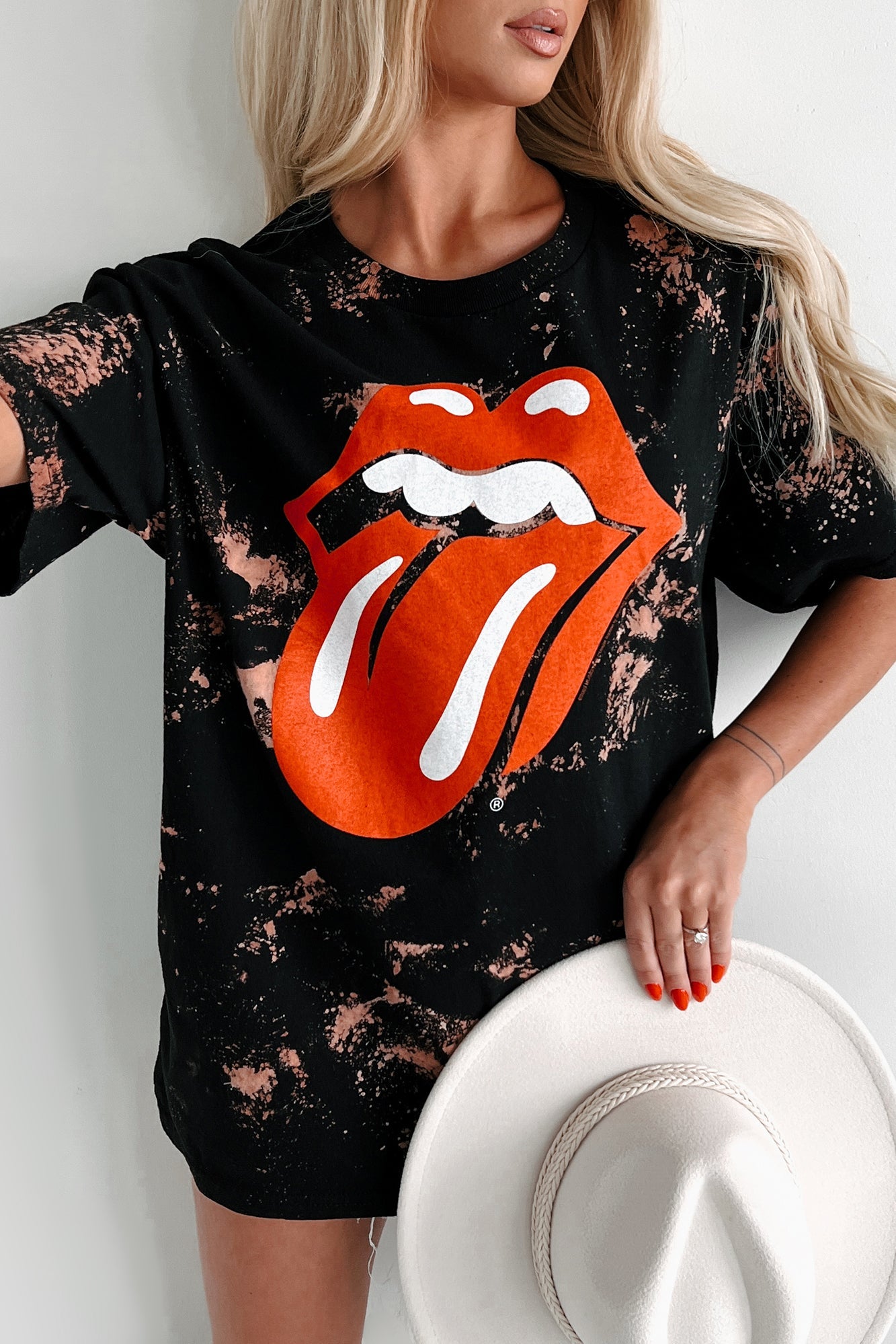 Born To Rock Bleached Graphic T-Shirt (Black)