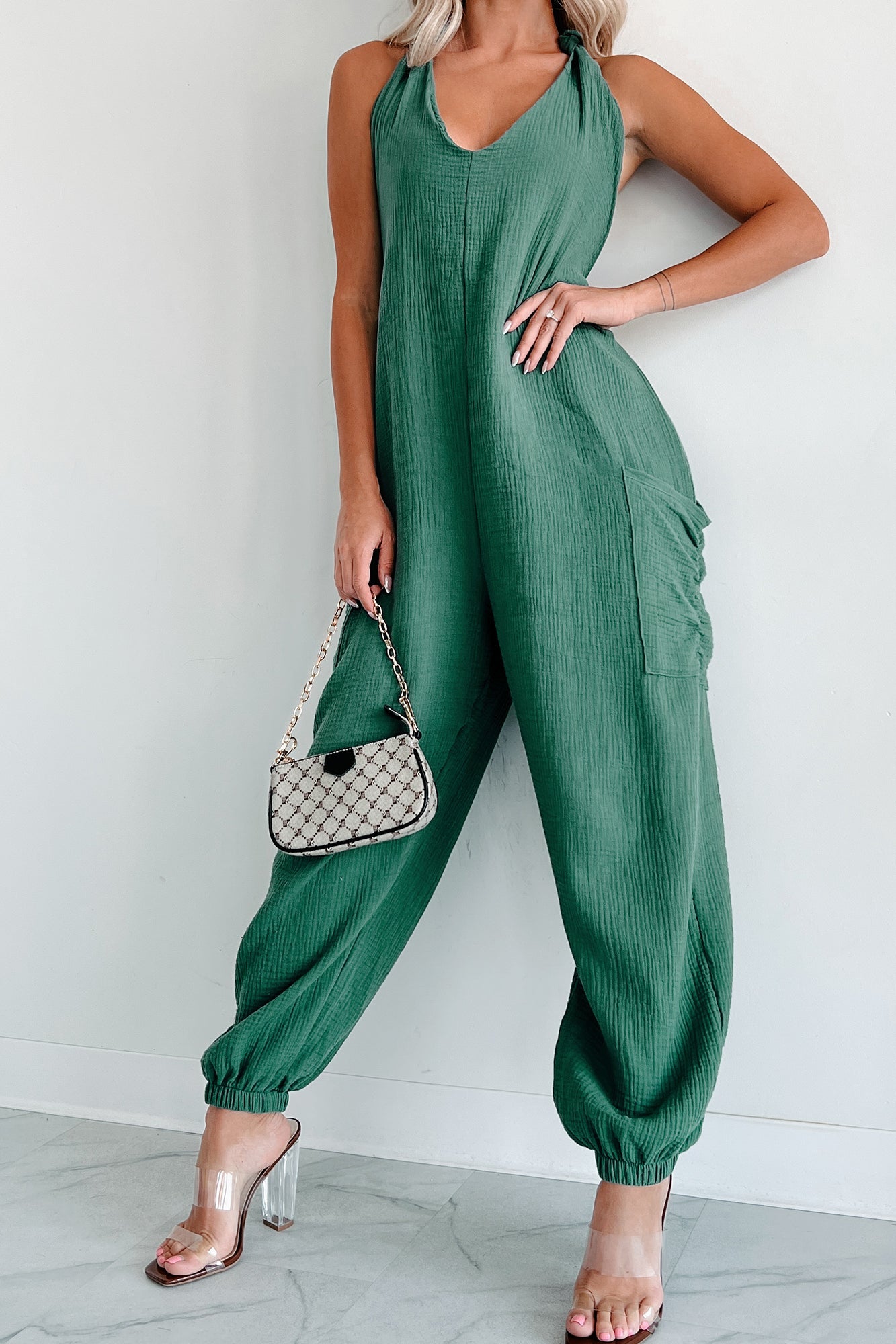 Lockwood Wasabi Mint Halter Jumpsuit (Green)