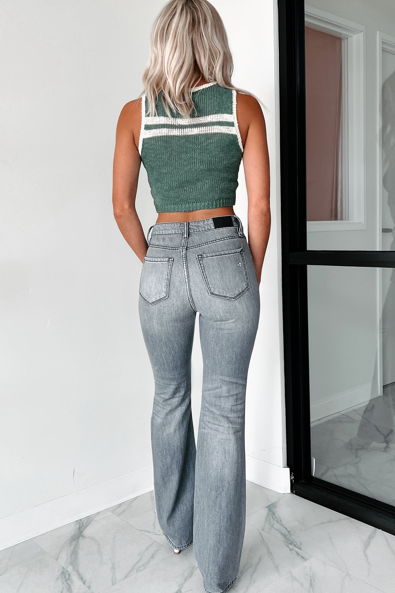 Katarina Striped Sweater Tank (Green/Cream)