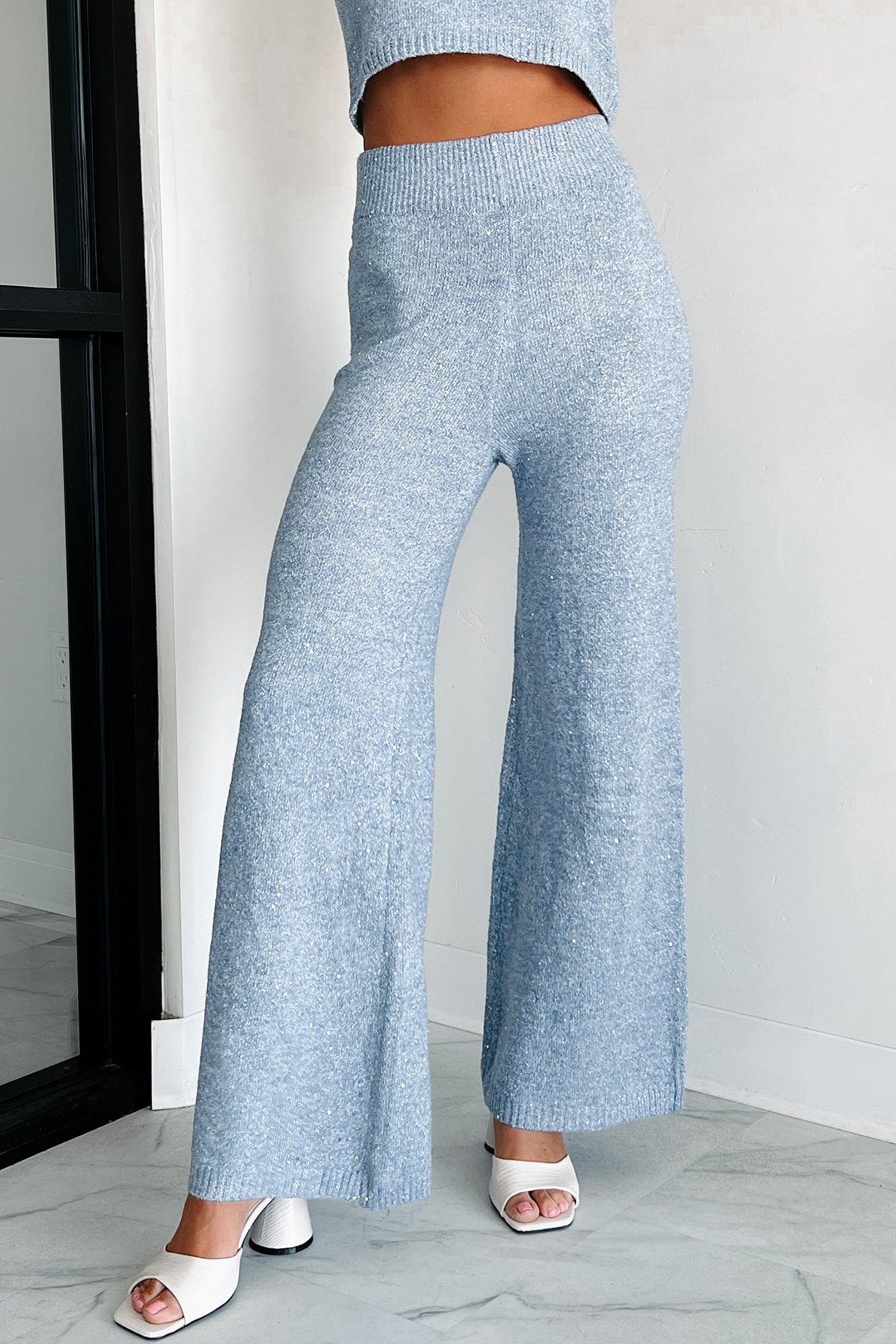 Cozy Lifestyle Metallic Sweater Knit Set (Winter Blue)