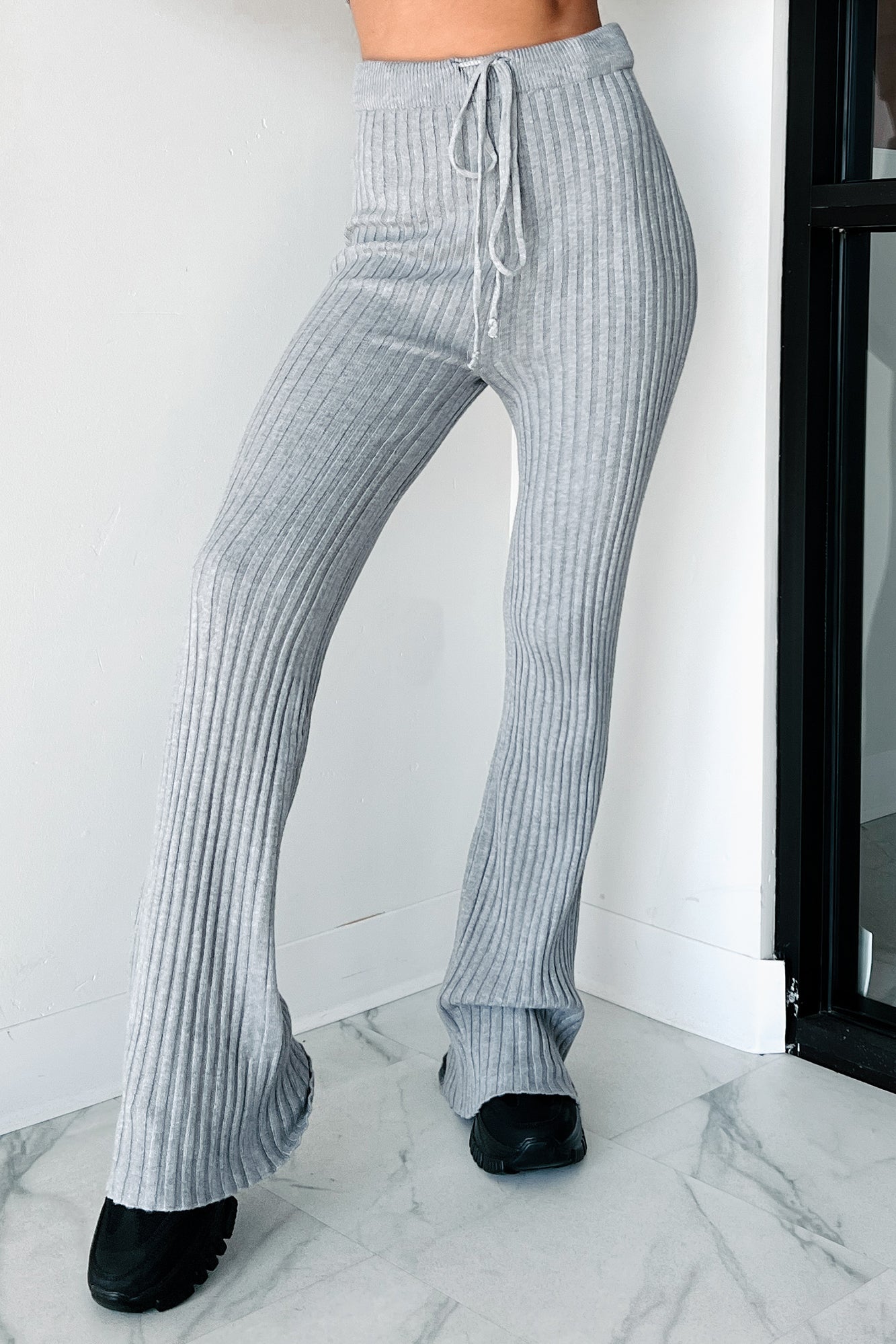 Drowsy Darling Sweater Knit Two-Piece Set (Heather Grey)