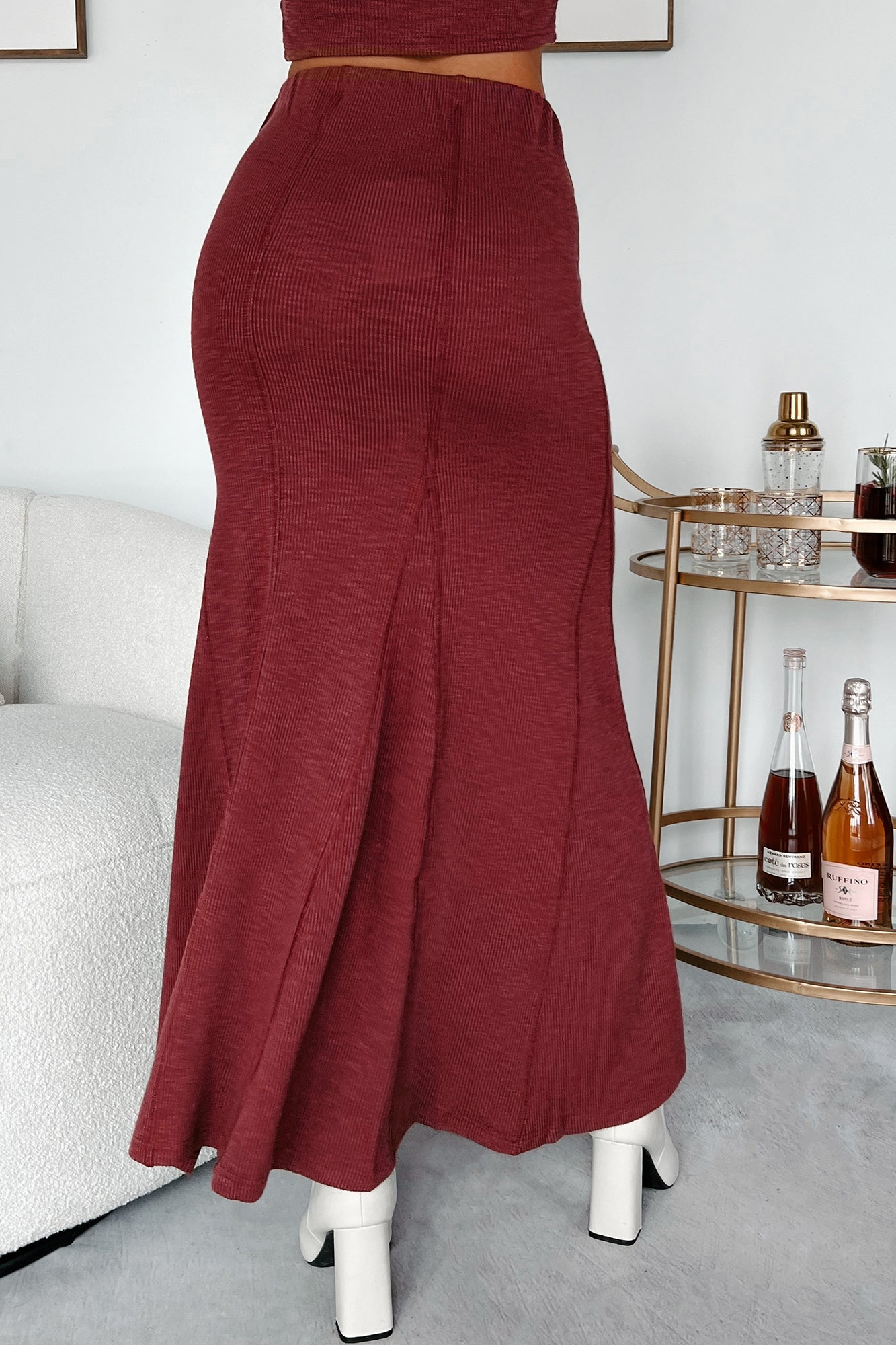 Making Today Count Inverted Seam Maxi Skirt (Burgundy)