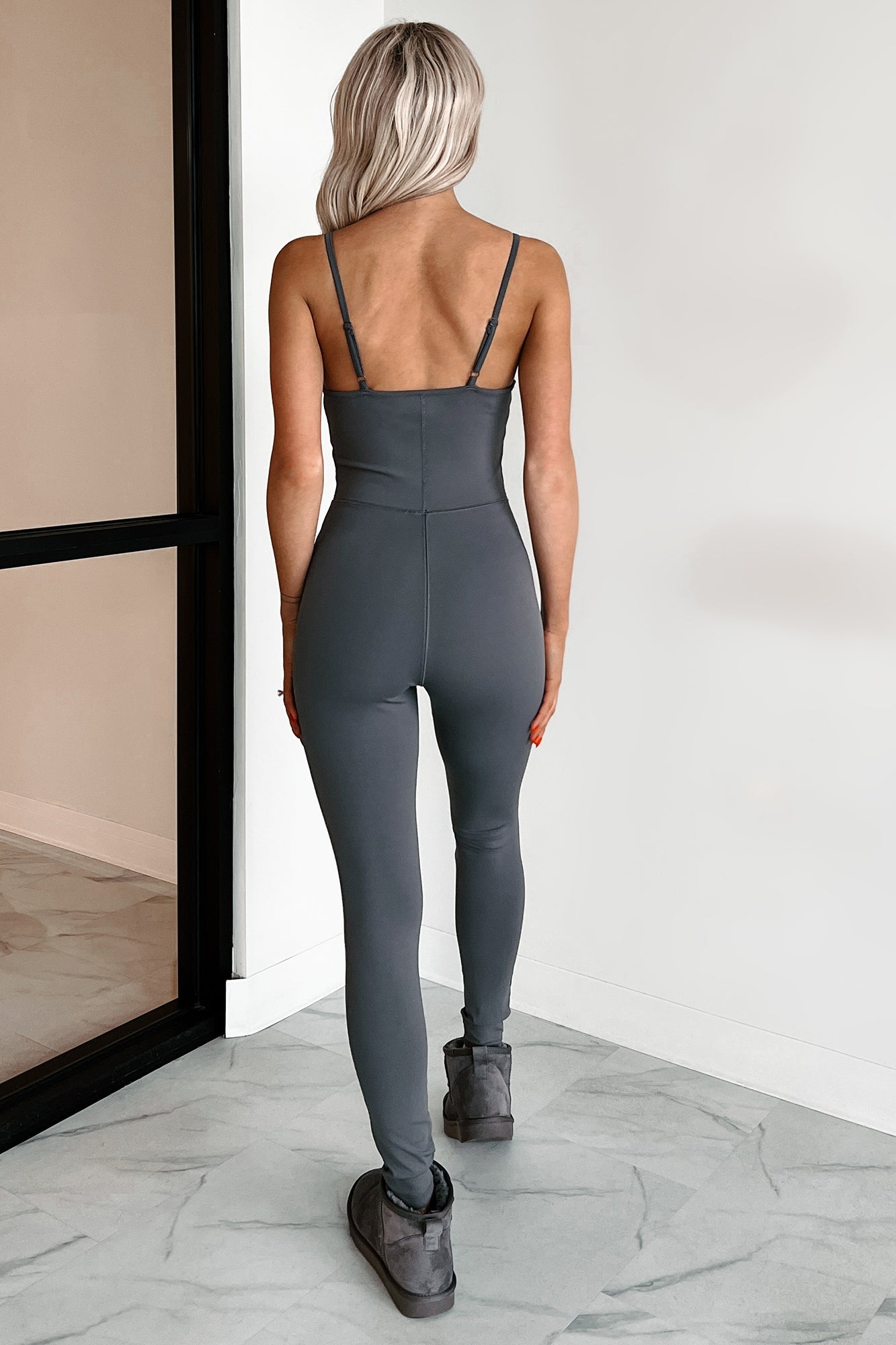 Nothing But Gains Skinny Ankle Jumpsuit (Grey)