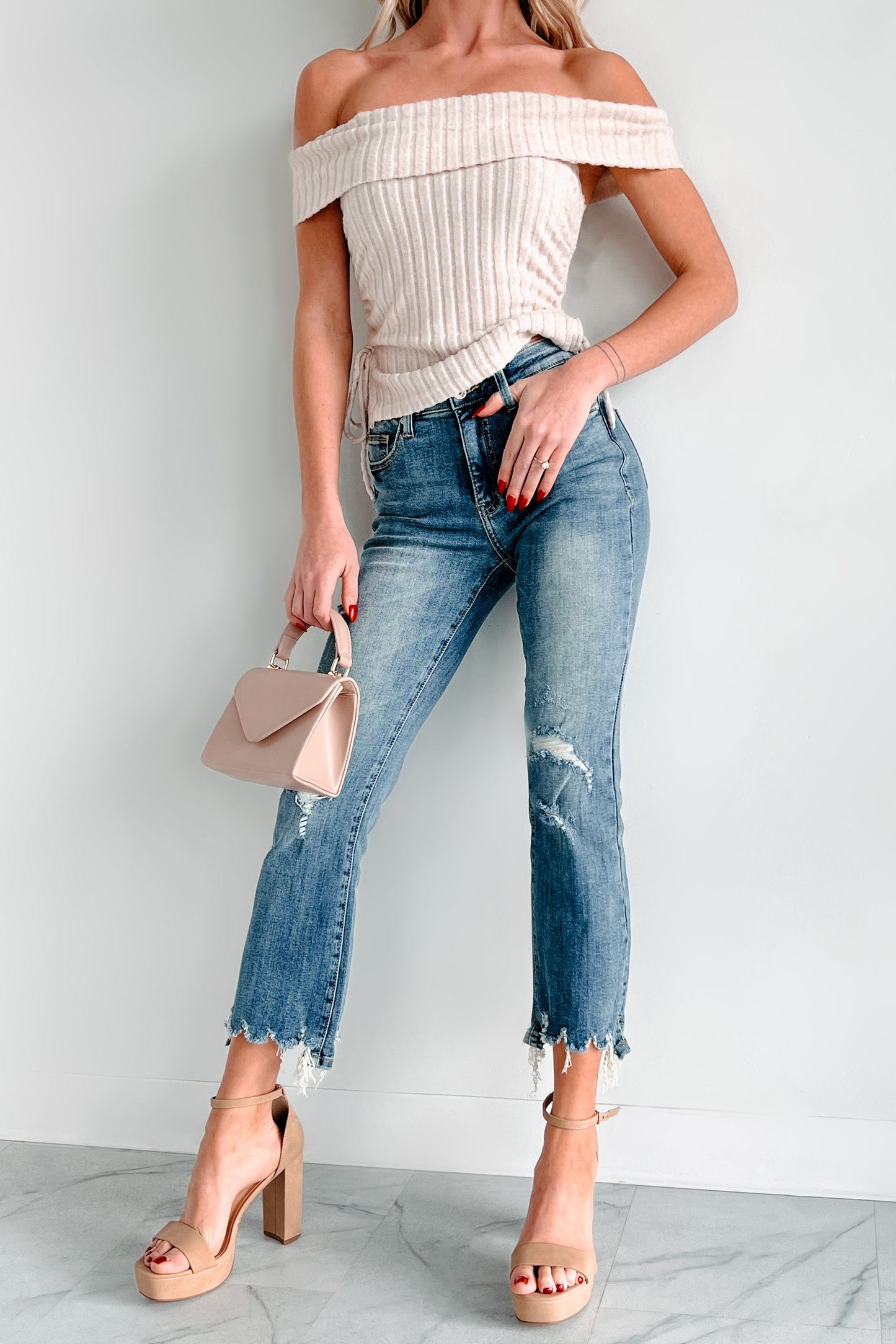 Jonah Mid Rise Distressed Special A Kick Flare Jeans (Dark)