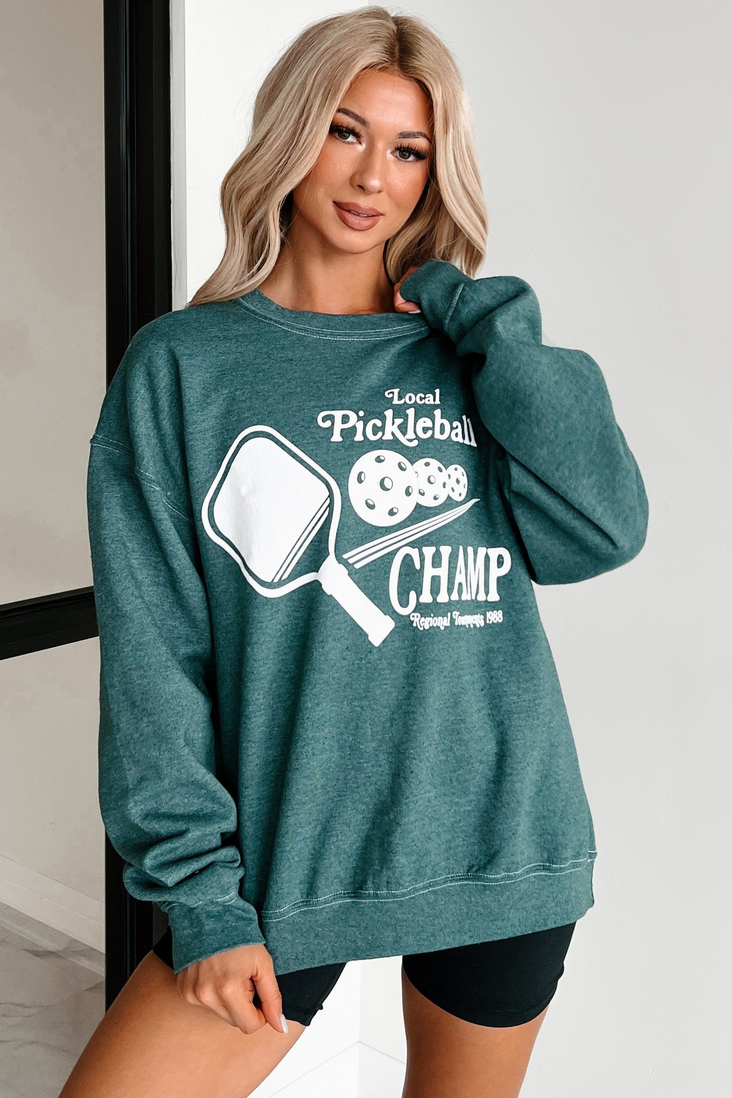 "Pickleball Champ" Graphic Sweatshirt (Posy Green)