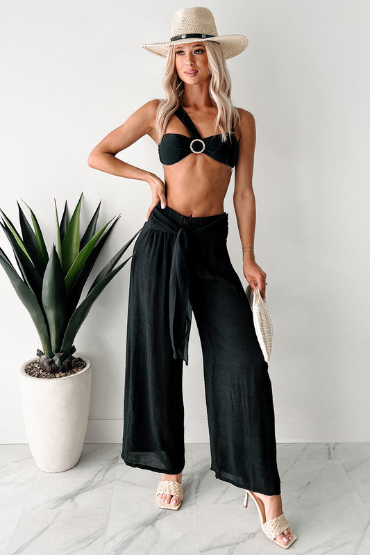 In Full Swing Wide Leg Linen Pants (Black)