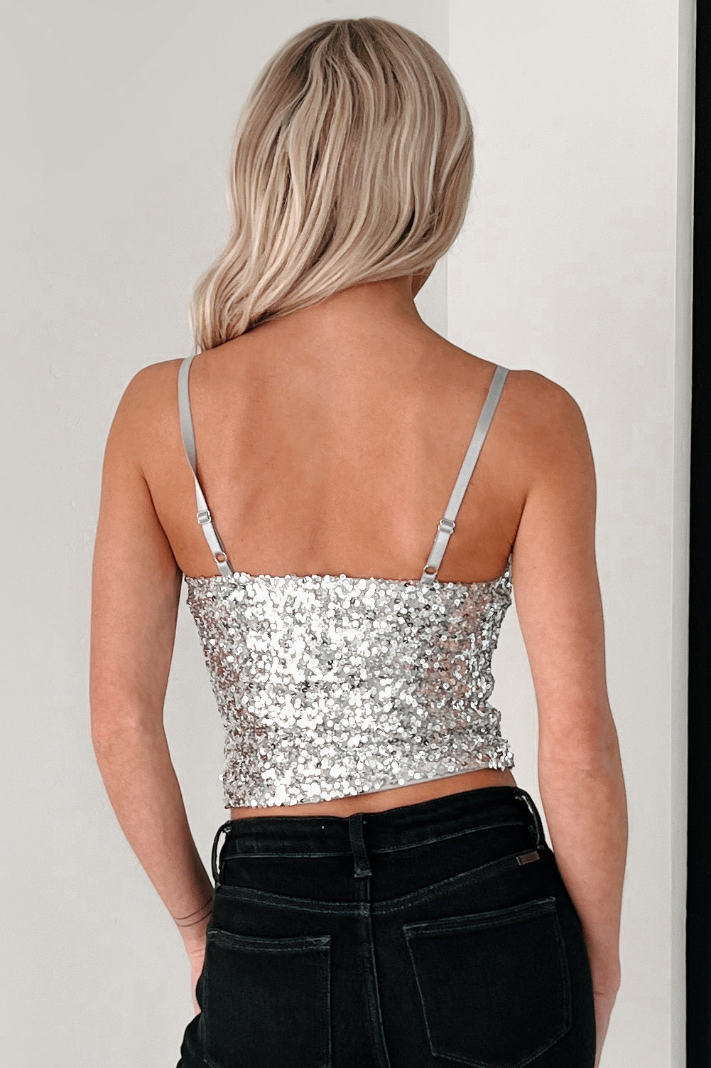 Gleaming Goddess Sequin Corset Top (Grey/Silver)