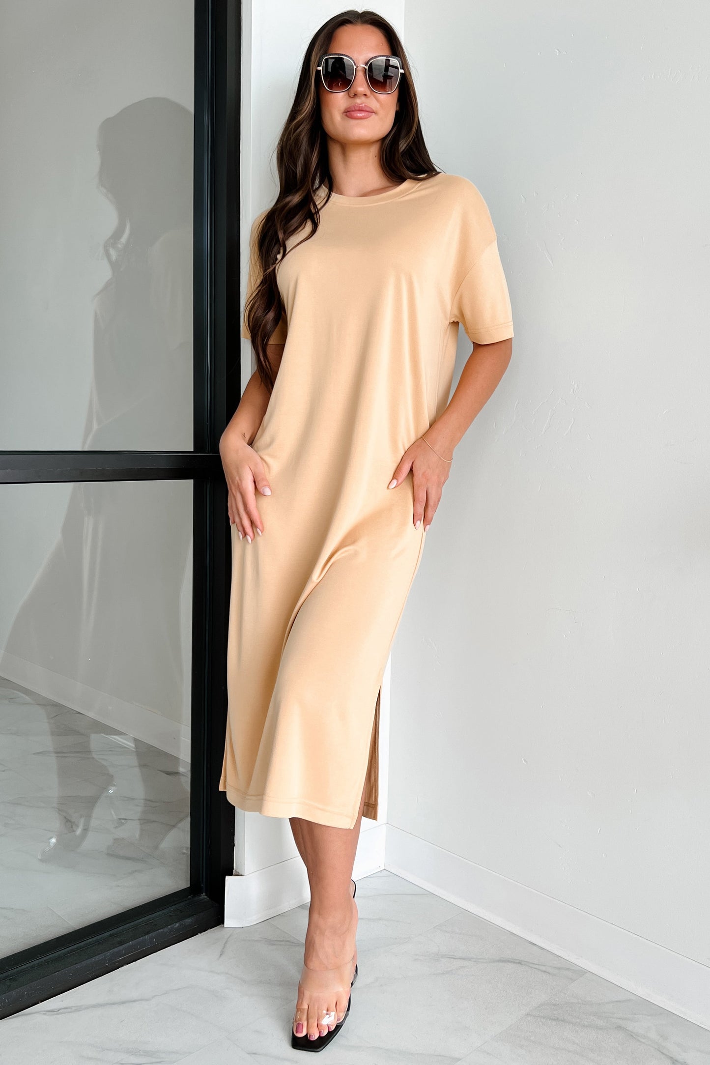 Jaylen T-Shirt Midi Dress (Mustard)