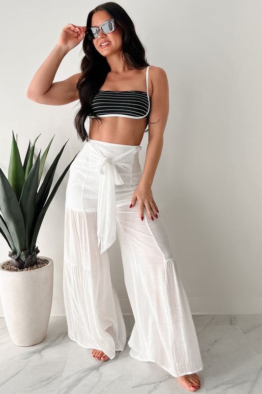 That Time Of Year Tiered Flowy Pants (White)