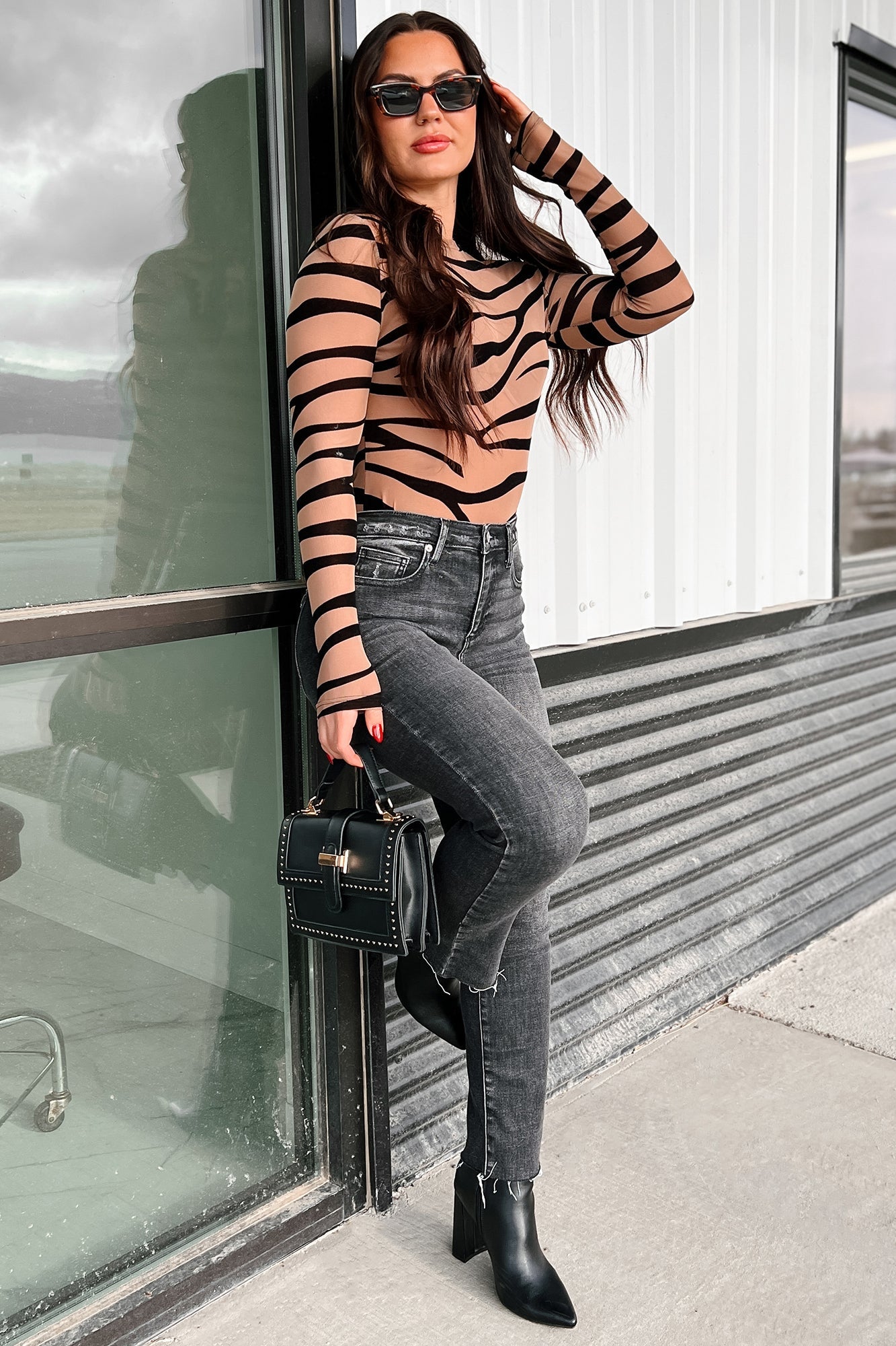 Leader Of The Pack Velvet Mesh Bodysuit (Coffee)