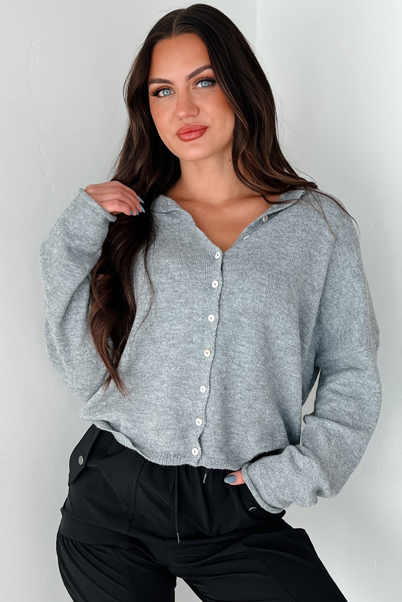 Henrik Lightweight Button Cardigan (Heather Grey)