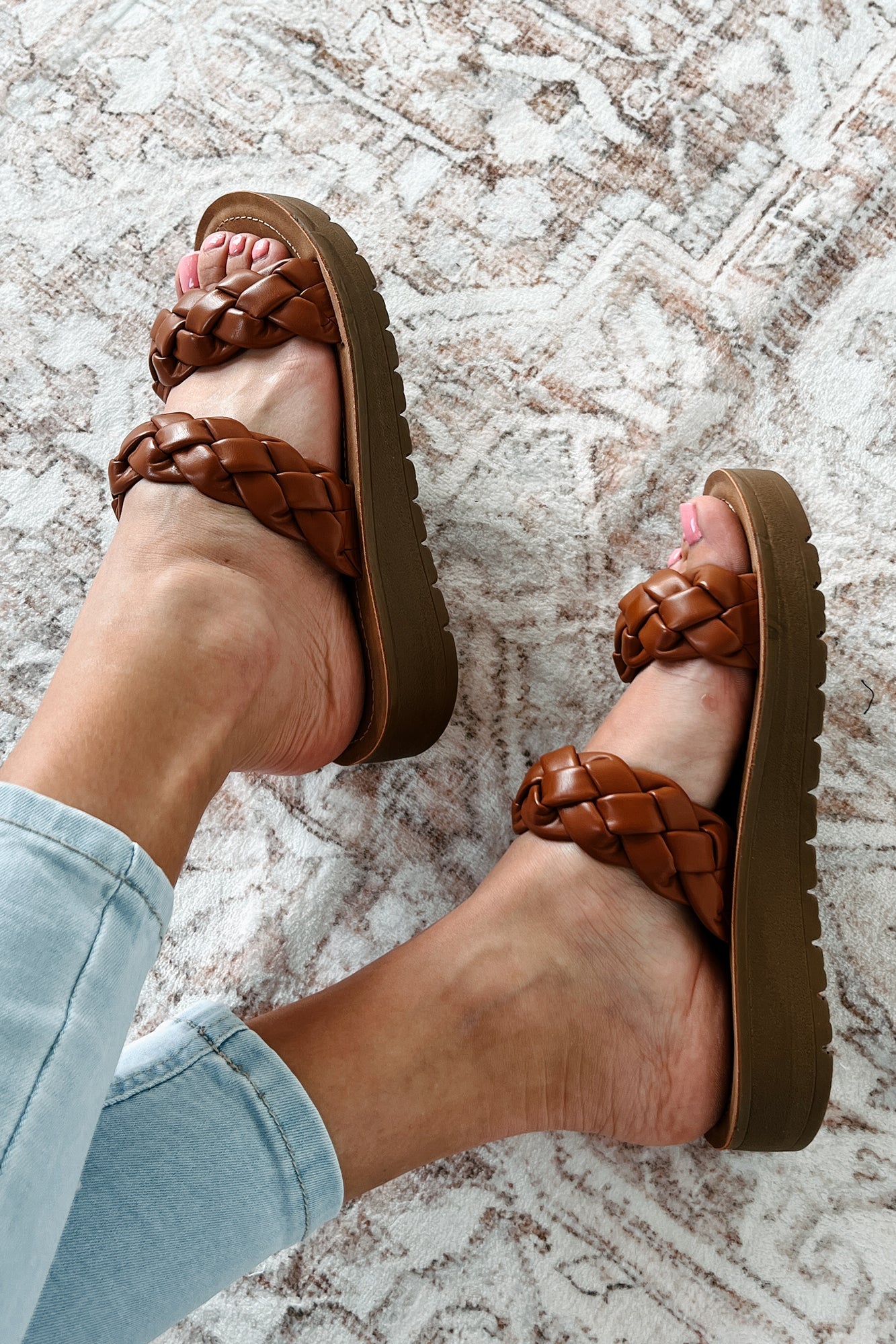 Always On The Move Braided Strap Platform Sandal (Whisky)
