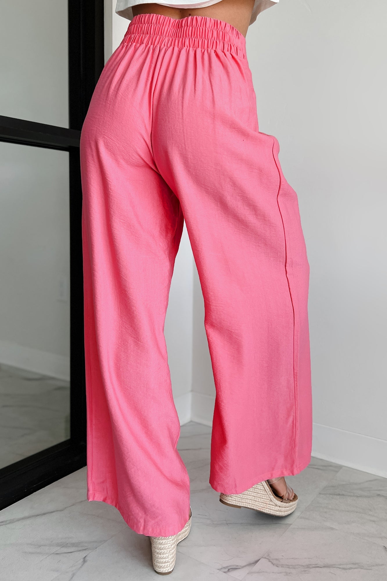 Energetic Response High Rise Pleated Wide Leg Pants (Pink)