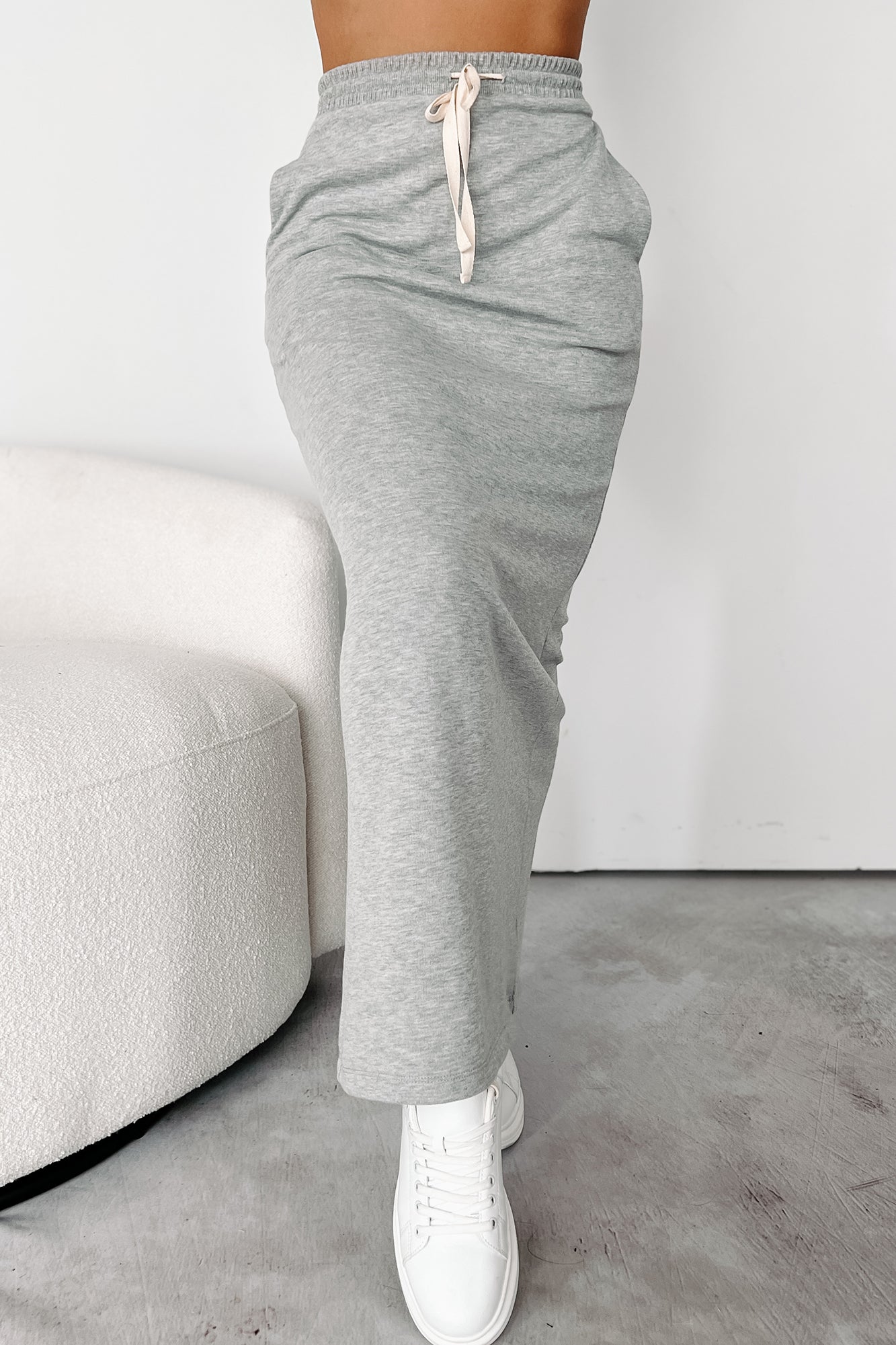 Conquering Today Sporty Knit Maxi Skirt (Heather Grey)