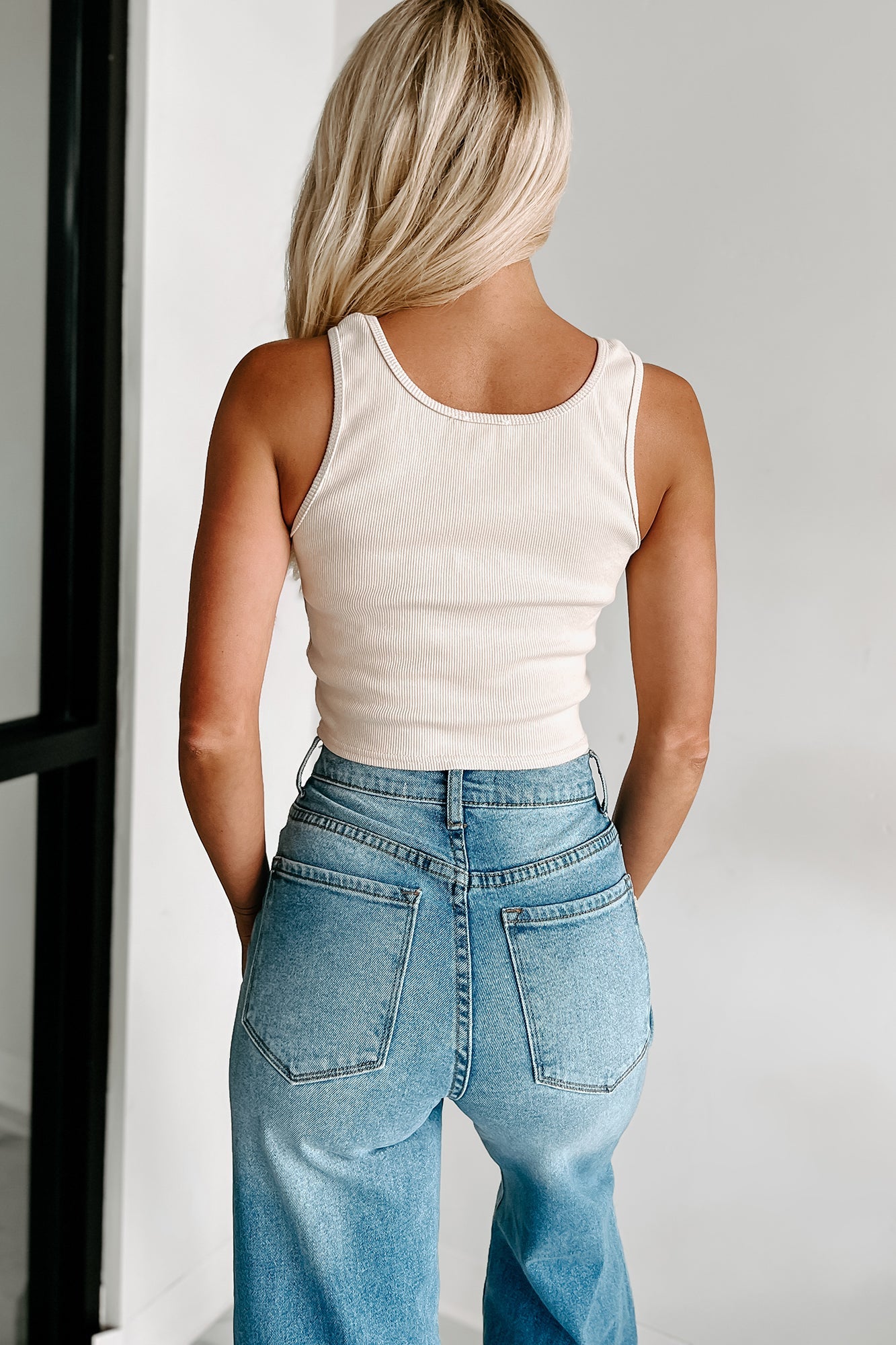 California Dreamer Ribbed "Los Angeles" Crop Tank (Beige)