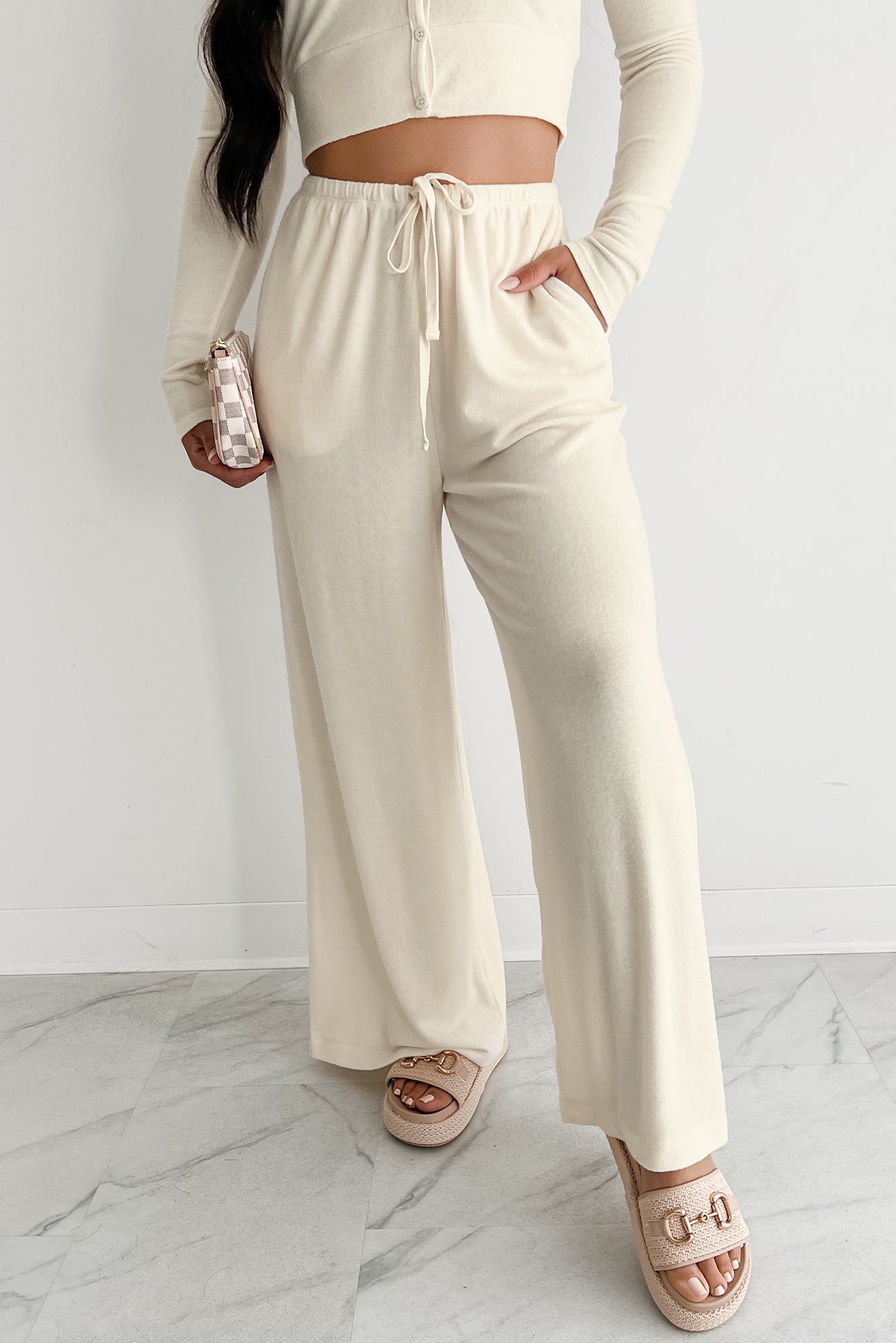 Chasing Calm Relaxed Wide Leg Pants (Cream)
