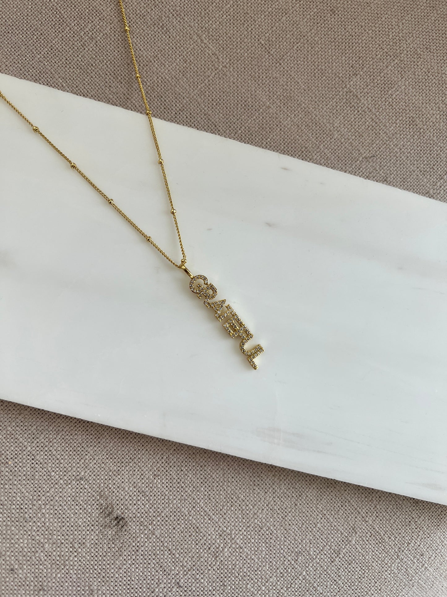 Forever Grateful 14K Gold Plated Inspirational Necklace (Gold)