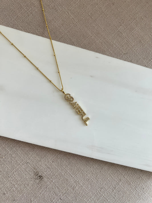 Forever Grateful 14K Gold Plated Inspirational Necklace (Gold)