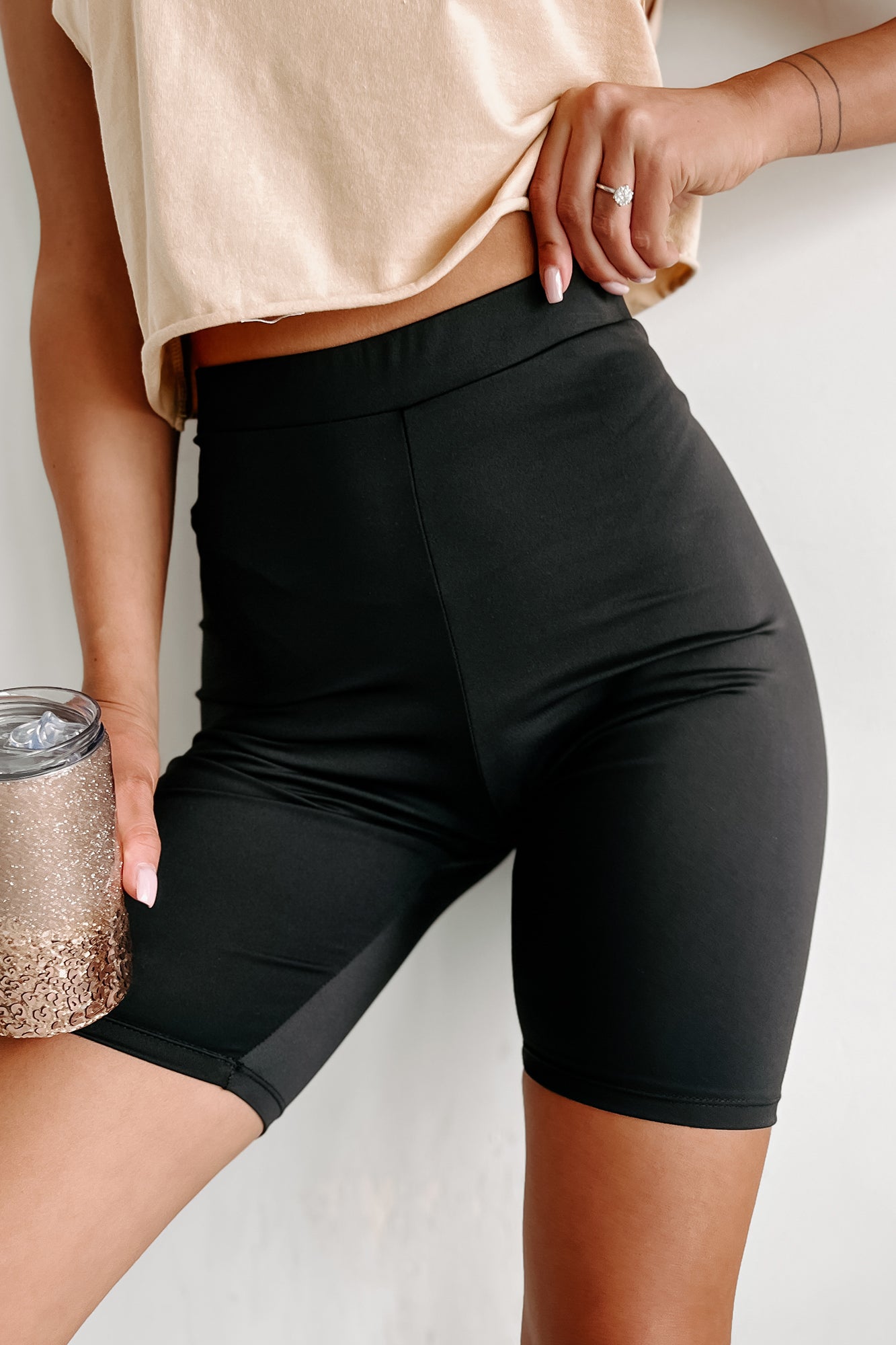 Hustle For The Muscle High Waist Biker Shorts (Black)