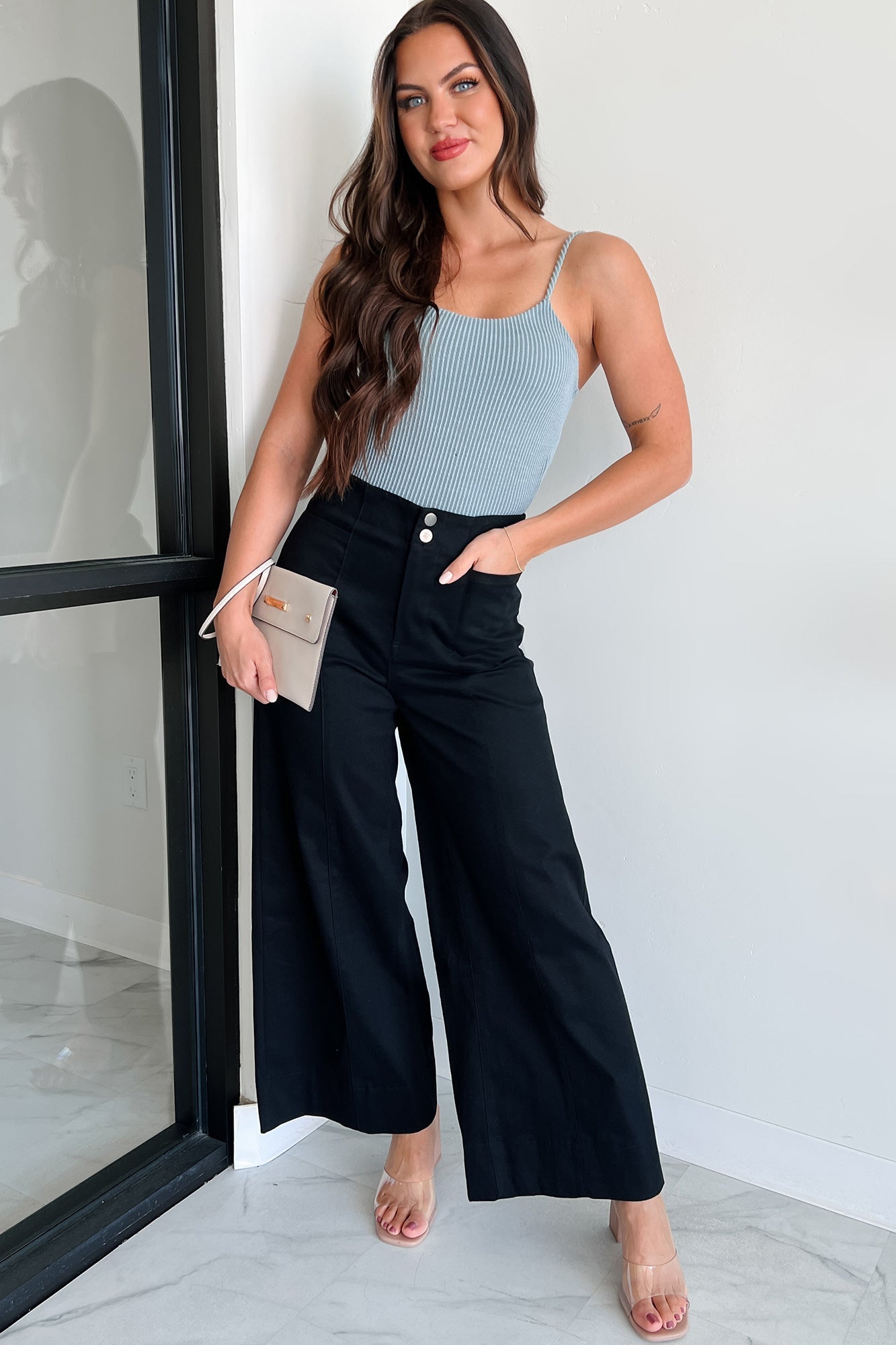 Changing My Perspective Ribbed Cami Bodysuit (Denim)