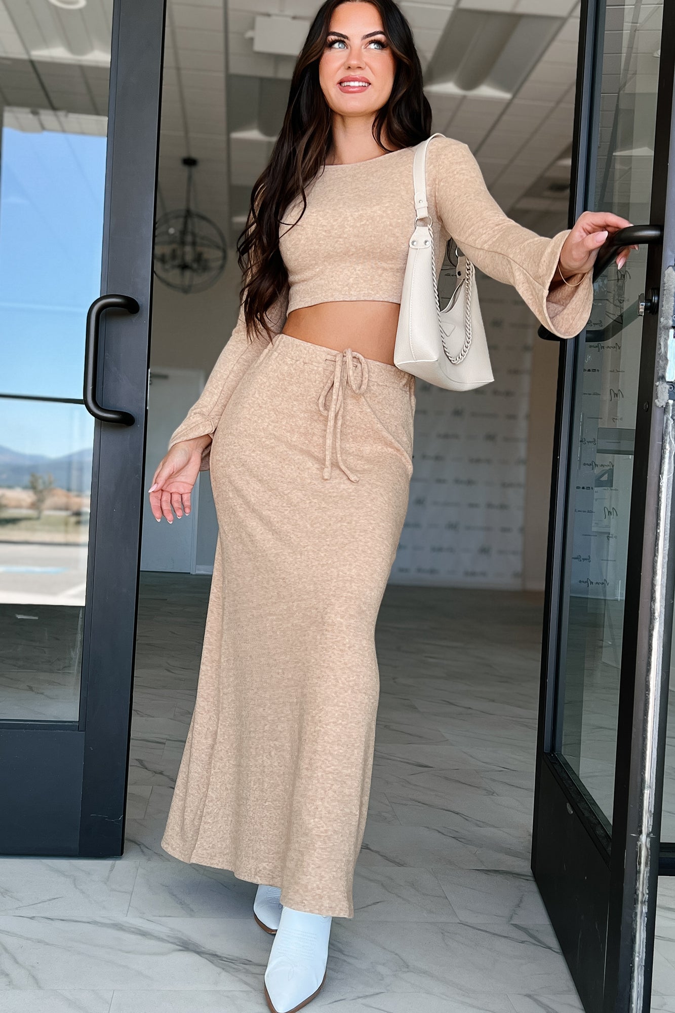 Cafe Cutie Flared Sleeve Top (Oatmeal)